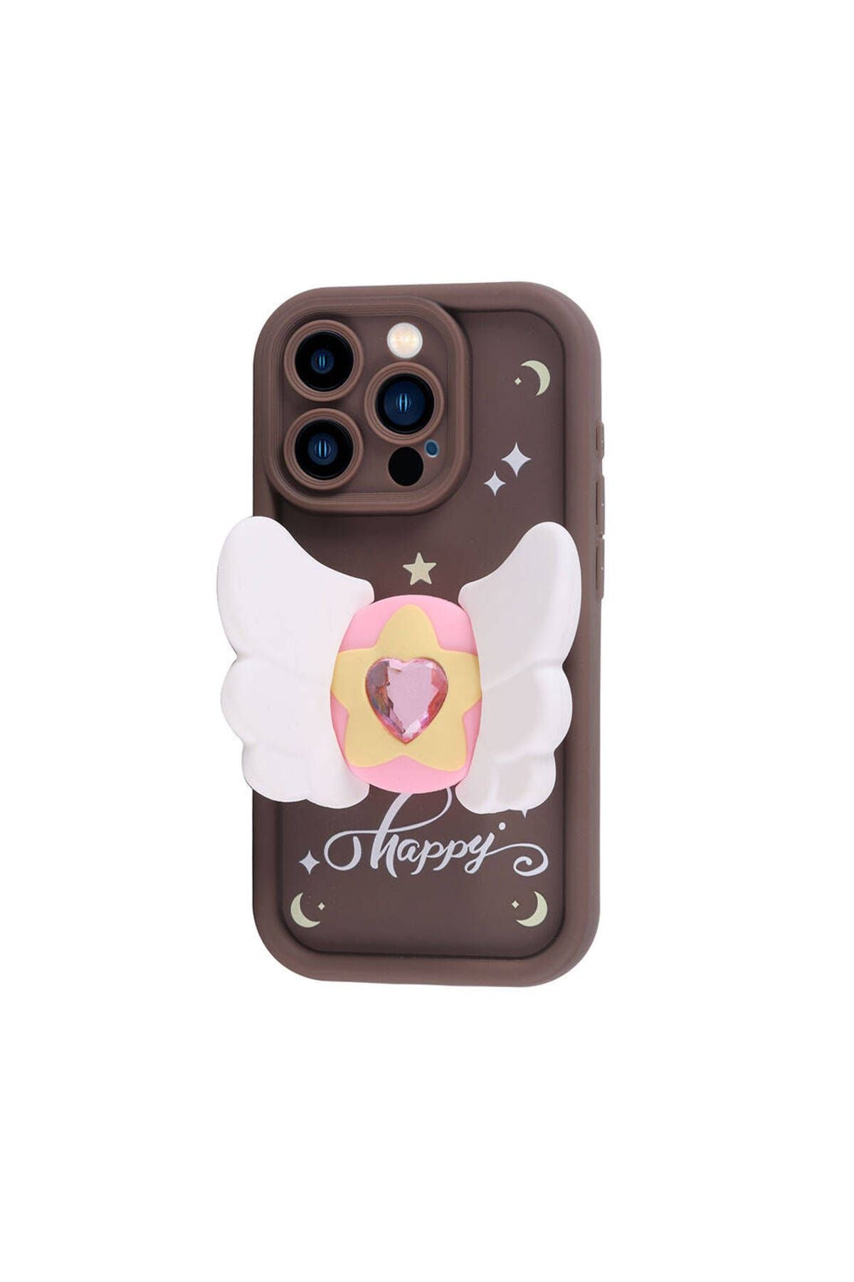 iPhone 15 Pro Kılıf Kamera Korumalı Figür Tasarımlı Zore Kapya Kapak-Pembe Açık