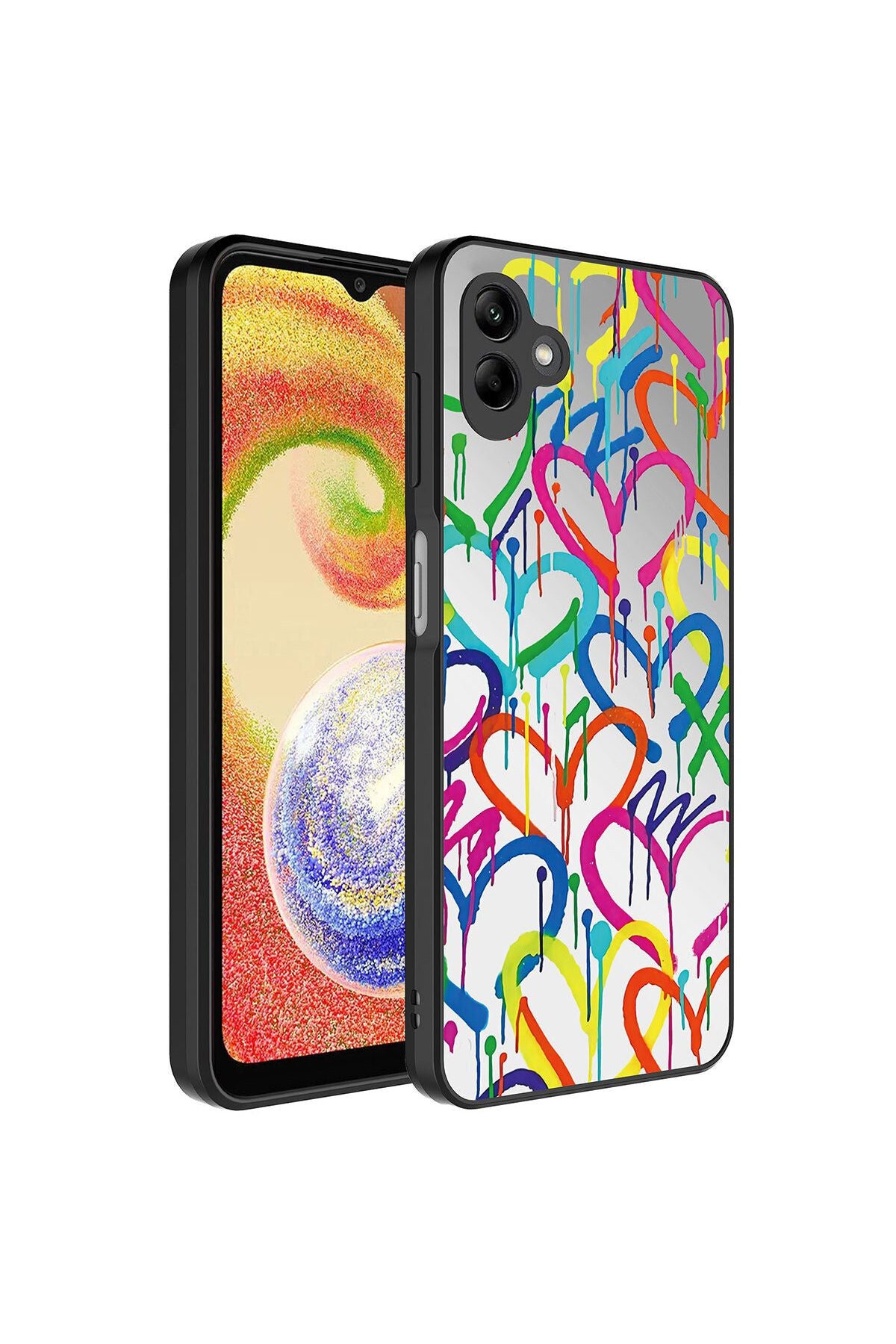 Galaxy A04 Kılıf Aynalı Desenli Kamera Korumalı Parlak TKNR Mirror Kapak - Yazı