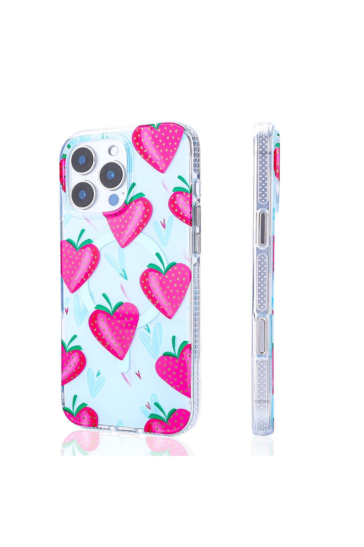 iPhone 16 Pro Max Uyumlu Kılıf Magsafe Şarj Özellikli Zore Stilo Kapak-Pembe-Mavi