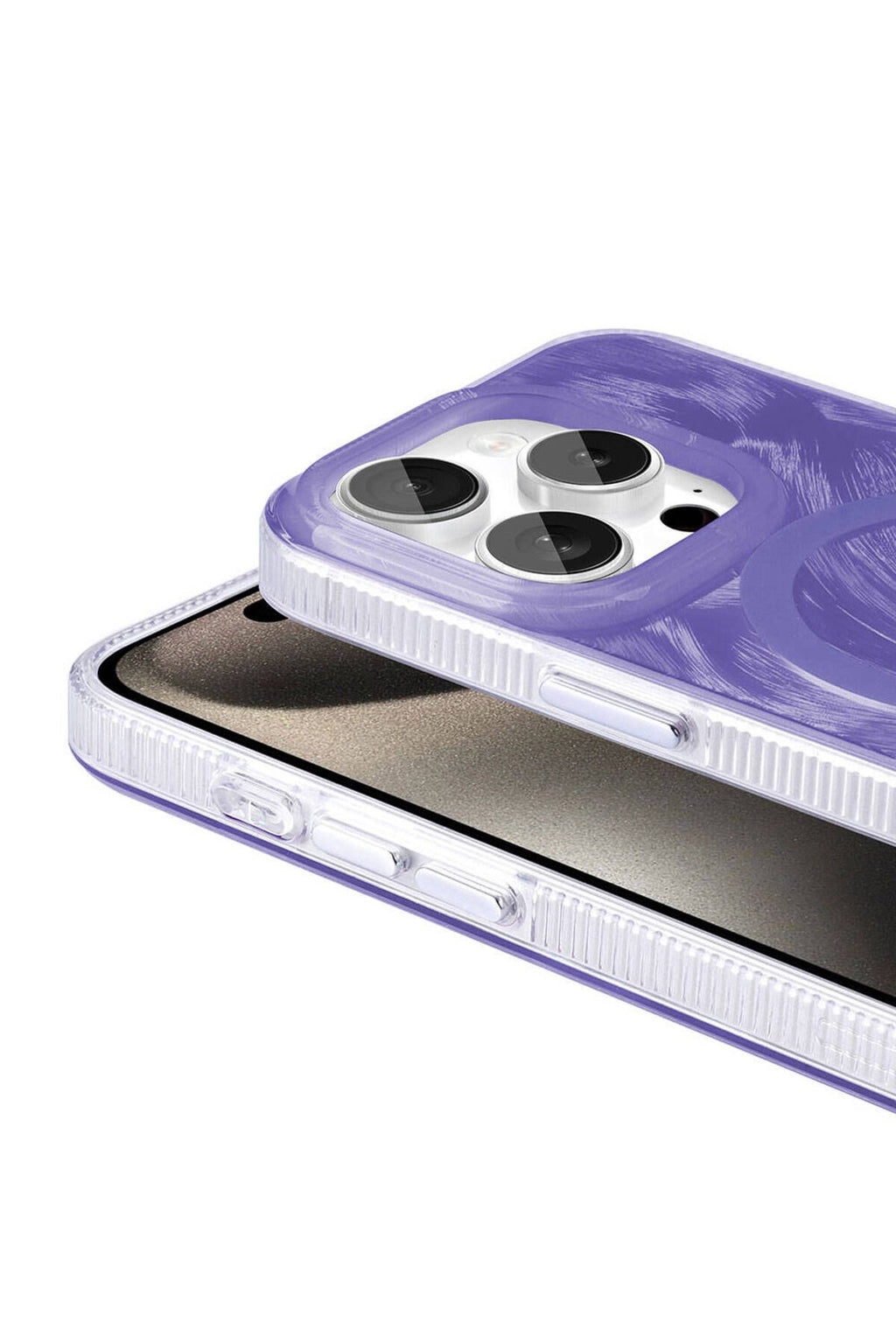 iPhone 15 Pro Max Uyumlu TCG Kılıf Magsafe Şarj Özellikli Fırça Boya Desenli Zore Palet Kapak-Mor