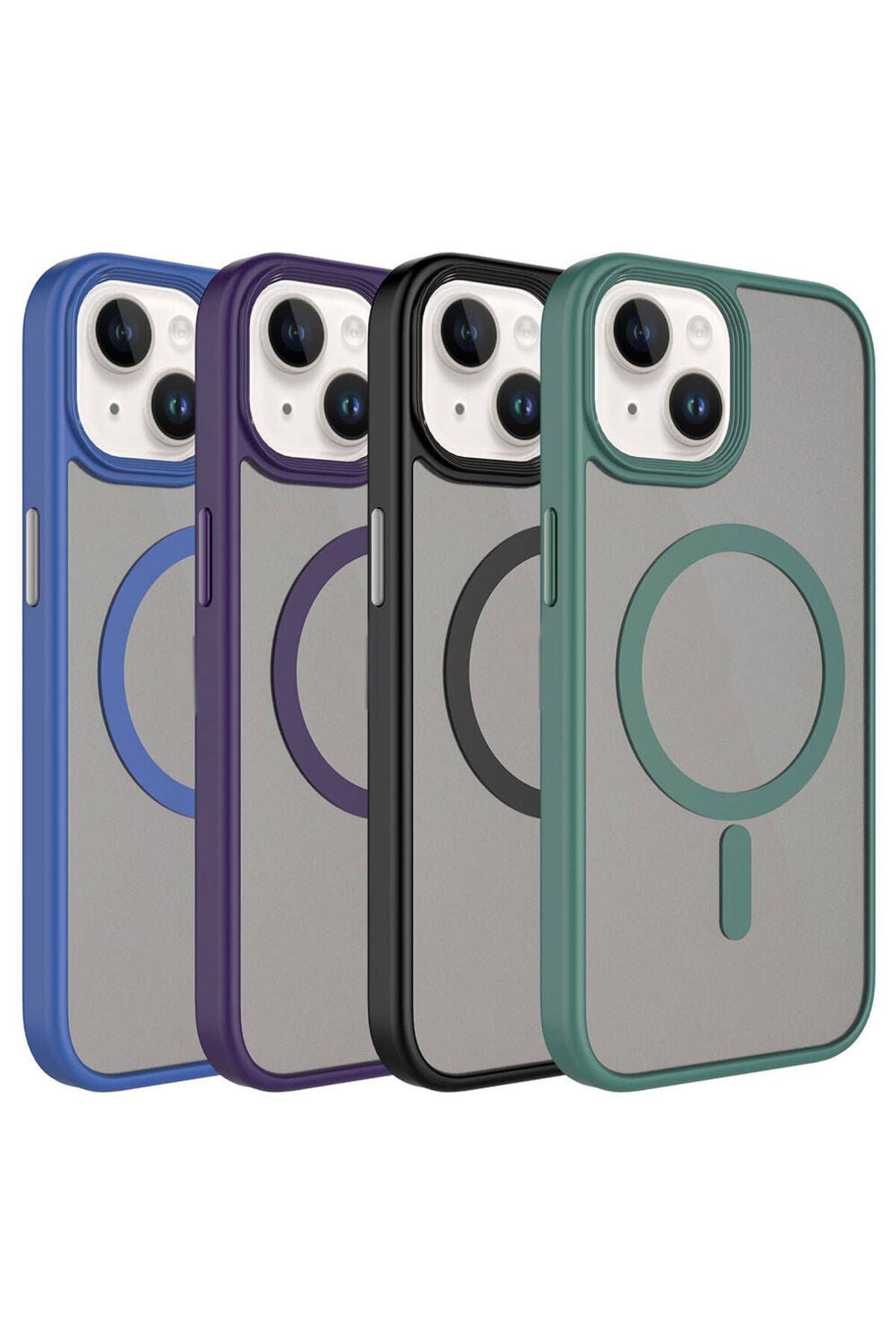 iPhone 15 Plus Kılıf Mat Arka Yüzey Wireless Şarj Özellikli Zore Flet Magsafe Kapak - Pembe