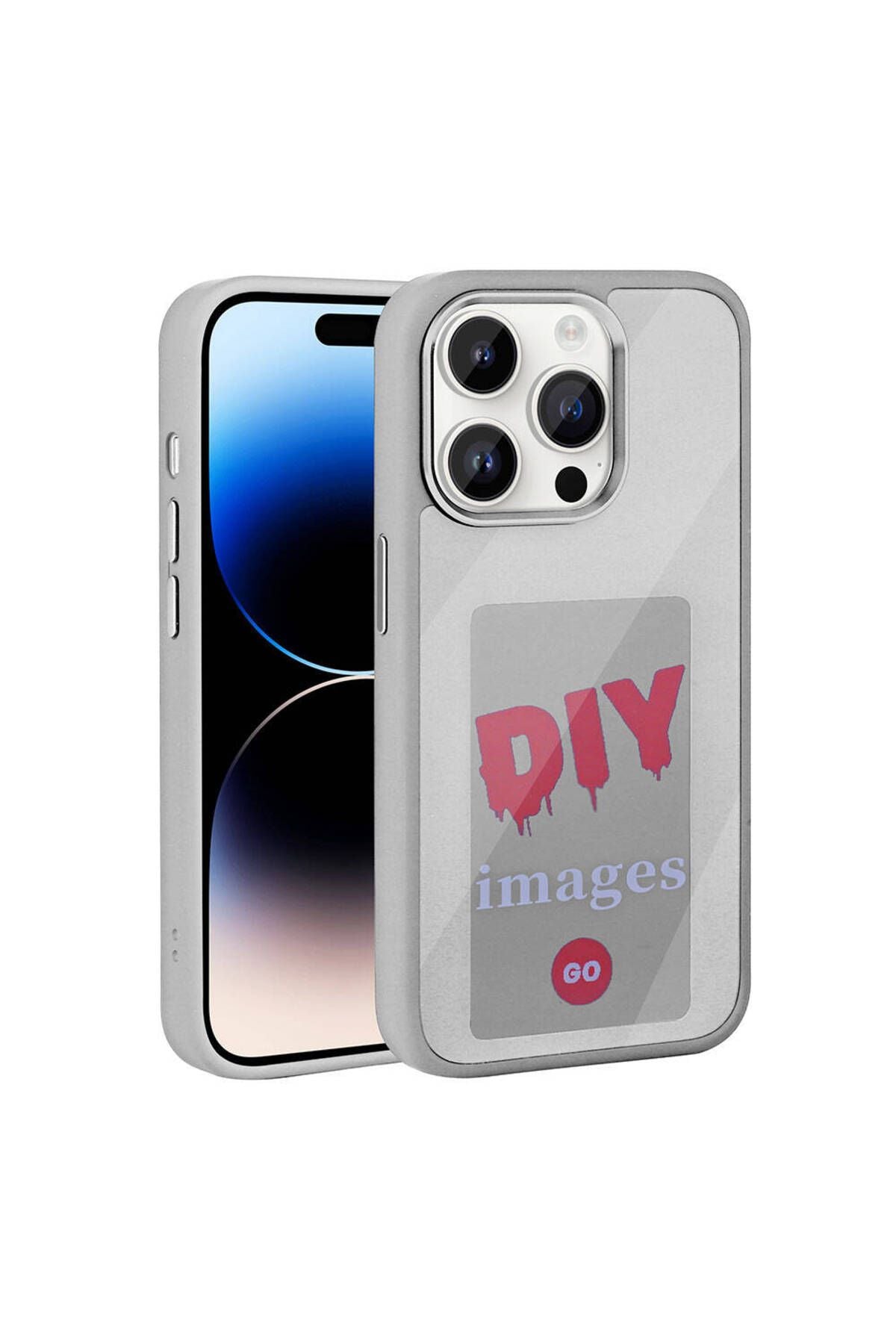 iPhone 14 Pro Uyumlu Zore Ekranı Yansıtan  Akıllı NFC Kılıf-Gri