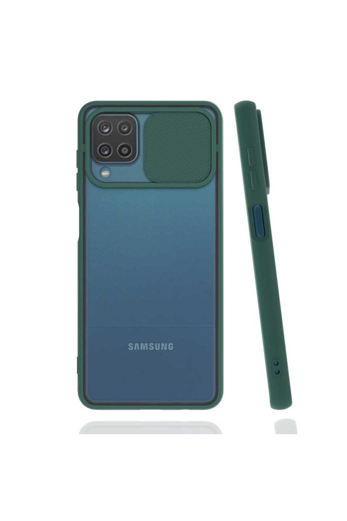 Galaxy A12 Kılıf Zore Lensi Kapak - Siyah