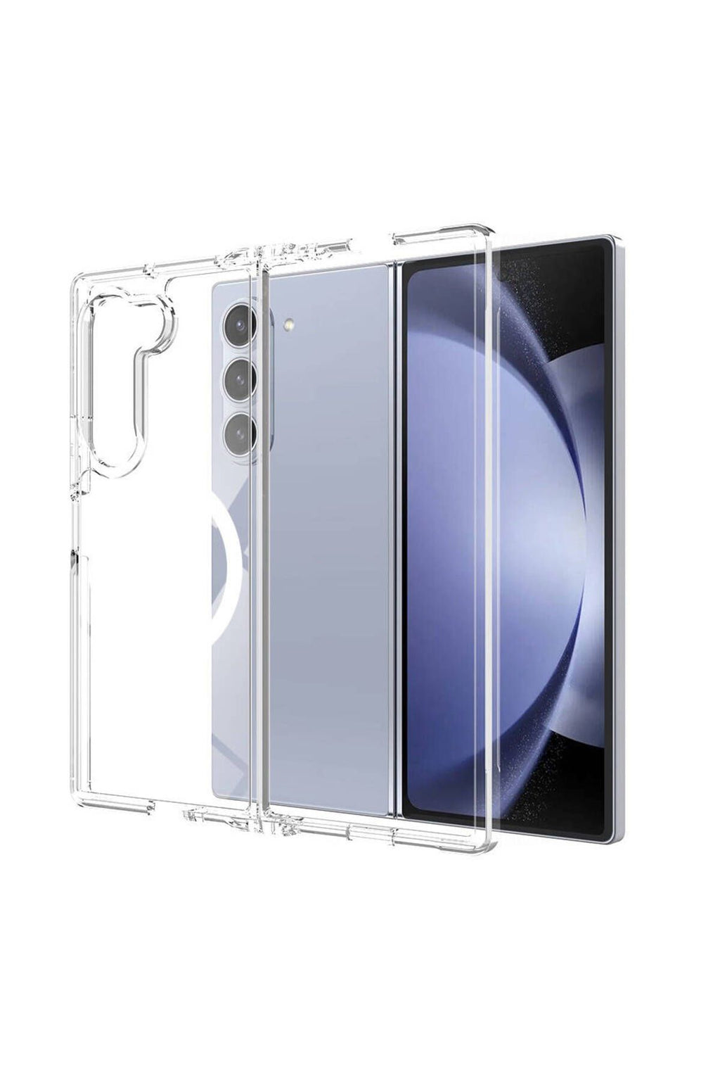 Galaxy Z Fold 6 Kılıf Magsafe Şarj Özellikli Şeffaf Sert PC Zore Embos Kapak - Şeffaf