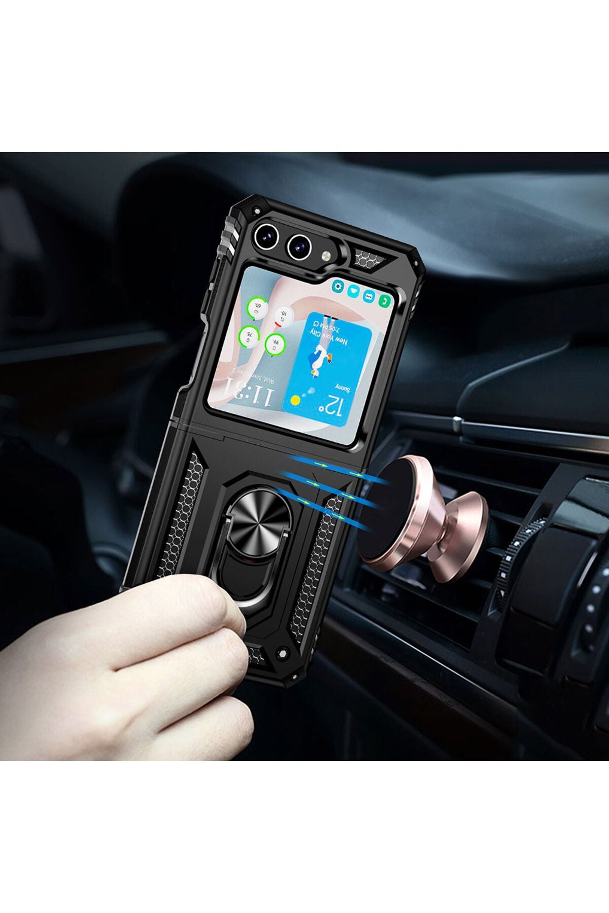 Galaxy Z Flip 5 Uyumlu Zore Vega Kılıf-Siyah