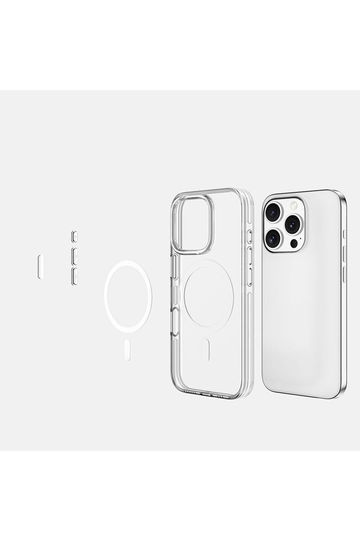 iPhone 16 Pro Kılıf Magsafe Şarj Özellikli Kamera Korumalı Zore Kripto Kapak - Şeffaf