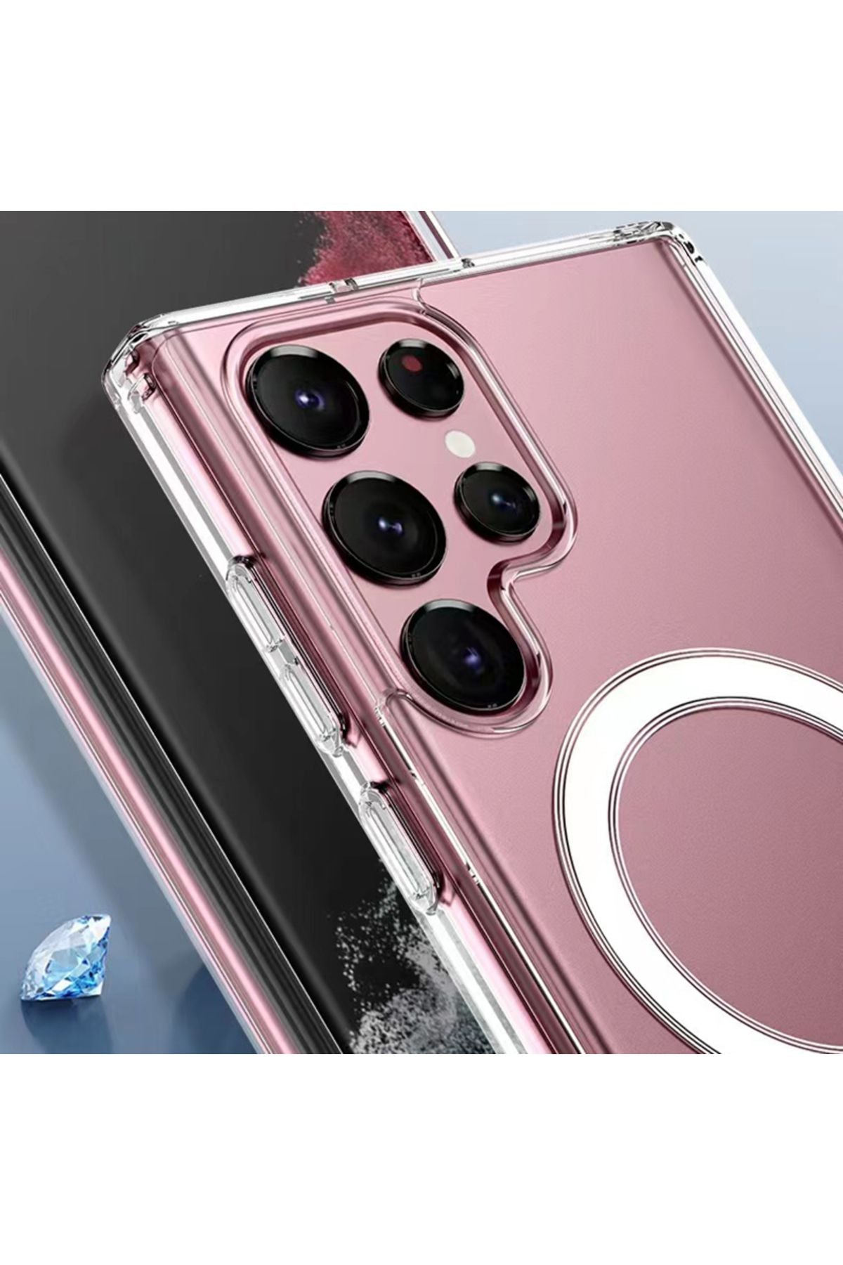 Galaxy S23 Ultra Uyumlu Zore Tacsafe Wireless Kılıf-Renksiz