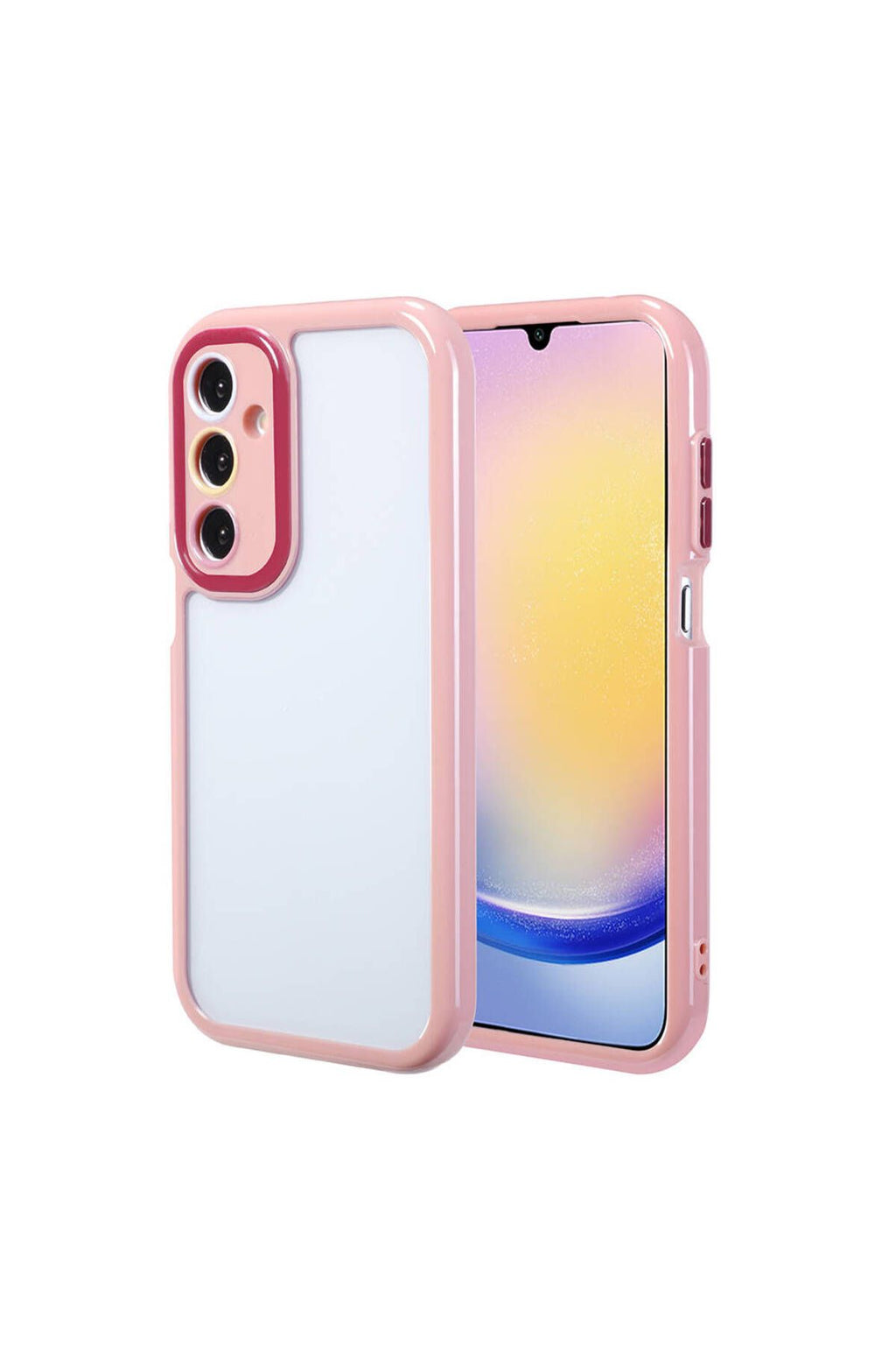 Galaxy A25 Kılıf Kamera Korumalı Renkli Kenar ve Çerçeve Tasarımlı Zore Vitamin Kapak-Mürdüm