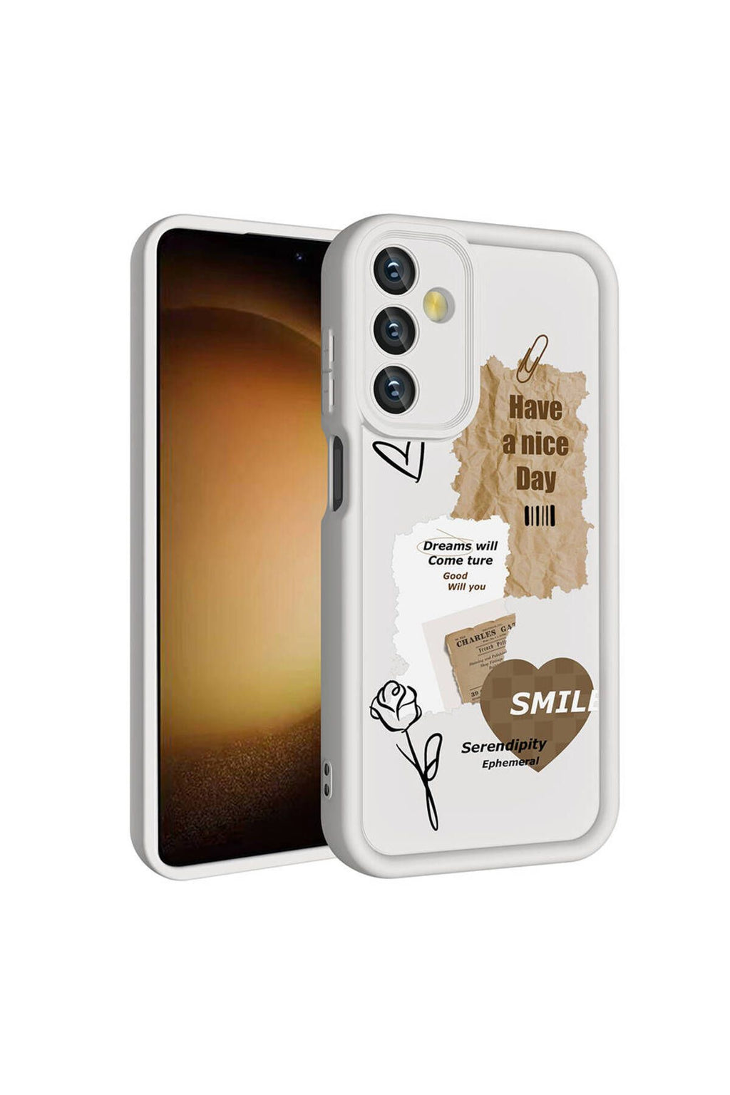 Galaxy A15 Kılıf Kamera Korumalı Baskılı Arka Yüzey Zore Klas Kapak - Koyu Kahve