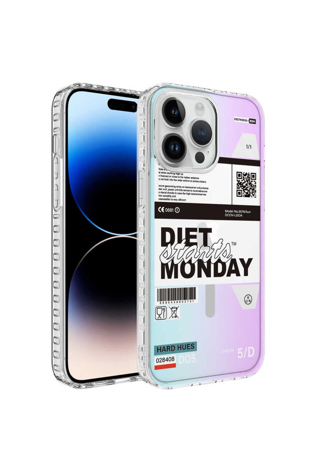 iPhone 14 Pro Uyumlu AiHTTg Kenarlı Renkli Desenli Silikon Zore Elegans Kılıf-NO3