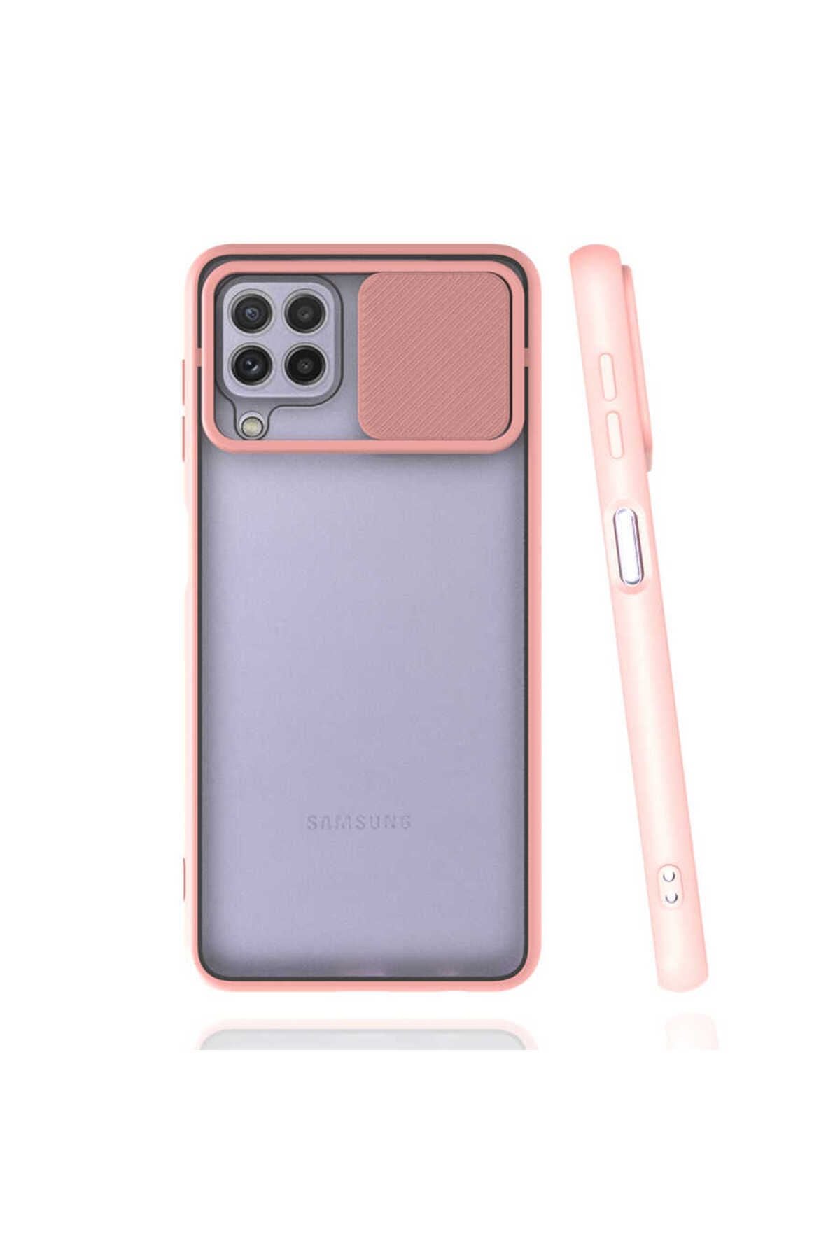 Galaxy A22 4G Kılıf Zore Lensi Kapak - Pembe Açık