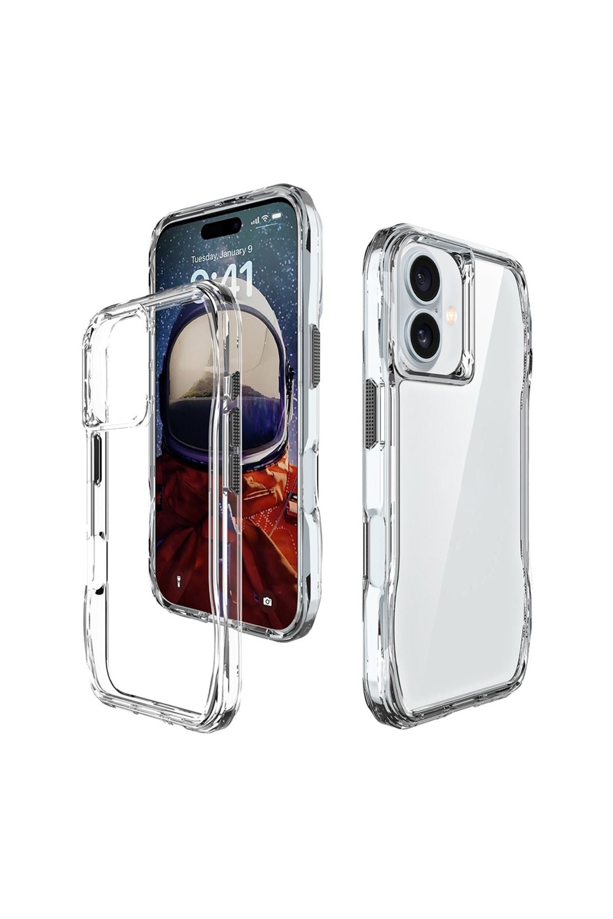 iPhone 16 uyumlu  Kılıf Airbagli Şeffaf RNTC İncek Kapak - Şeffaf