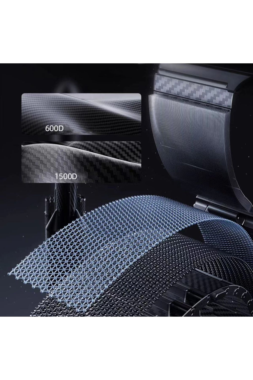 Watch 40mm Uyumlu KRD-90 600D Karbon Fiber Zore Kordon-Siyah