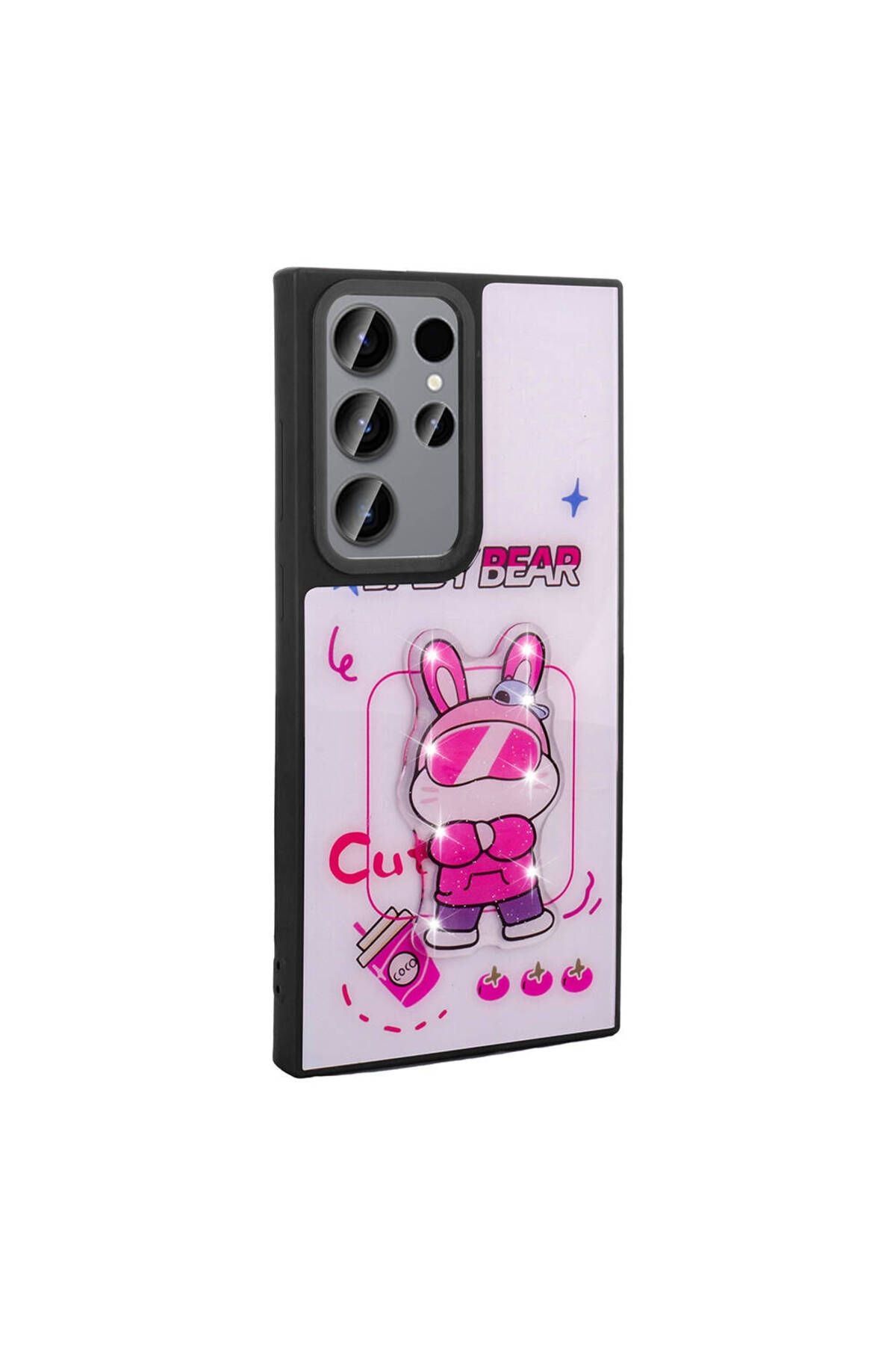 Galaxy S23 Ultra Kılıf Parlayan Kabartmalı İkonik Figürlü Zore Amas Silikon Kapak - Siyah