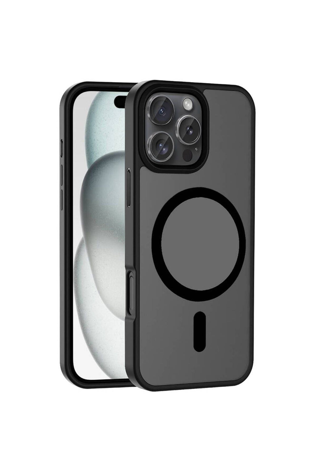 iPhone 16 Pro Max Kılıf Magsafe Şarj Özellikli Mat Arka Yüzey Zore Sio Kapak-Siyah