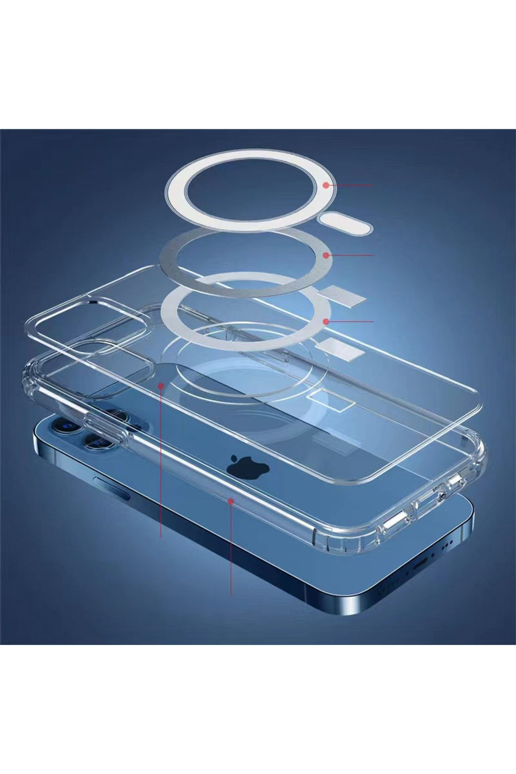 iPhone 14 Pro Uyumlu Magsafe Şarj Özellikli Şeffaf Sert PC Zore Embos Kılıf-Renksiz