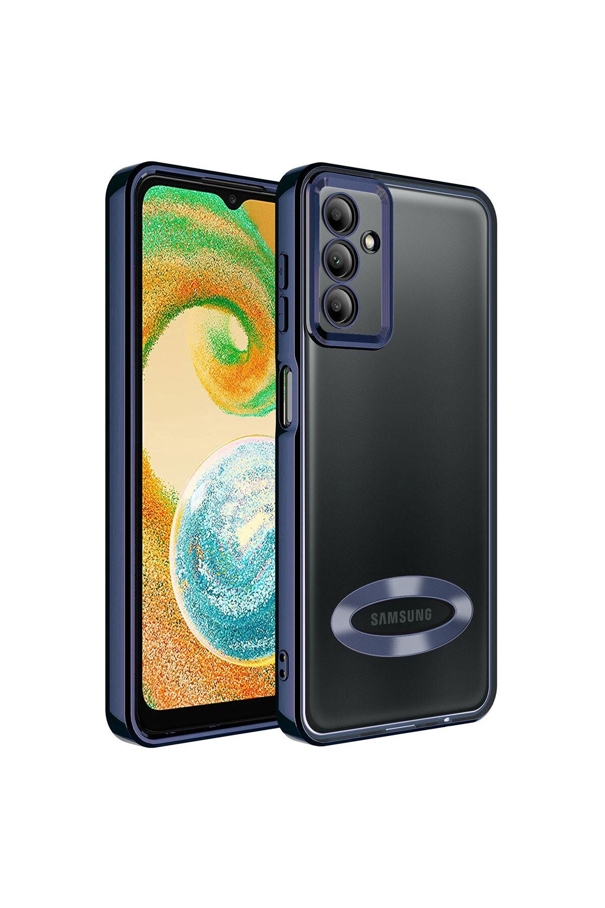 Galaxy A24 Kılıf Kamera Korumalı Logo Gösteren Zore Omega Kapak - Rose Gold