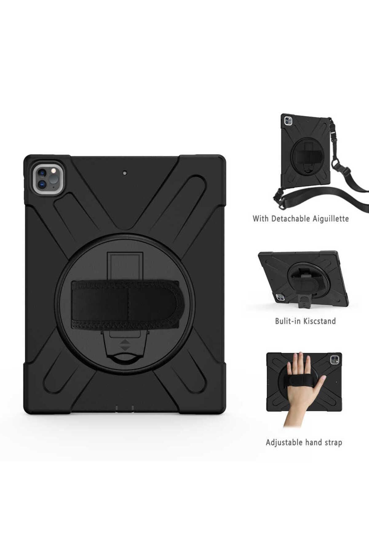 iPad Pro 12.9 2022 M2 Zore Defender Tablet Silikon - Siyah