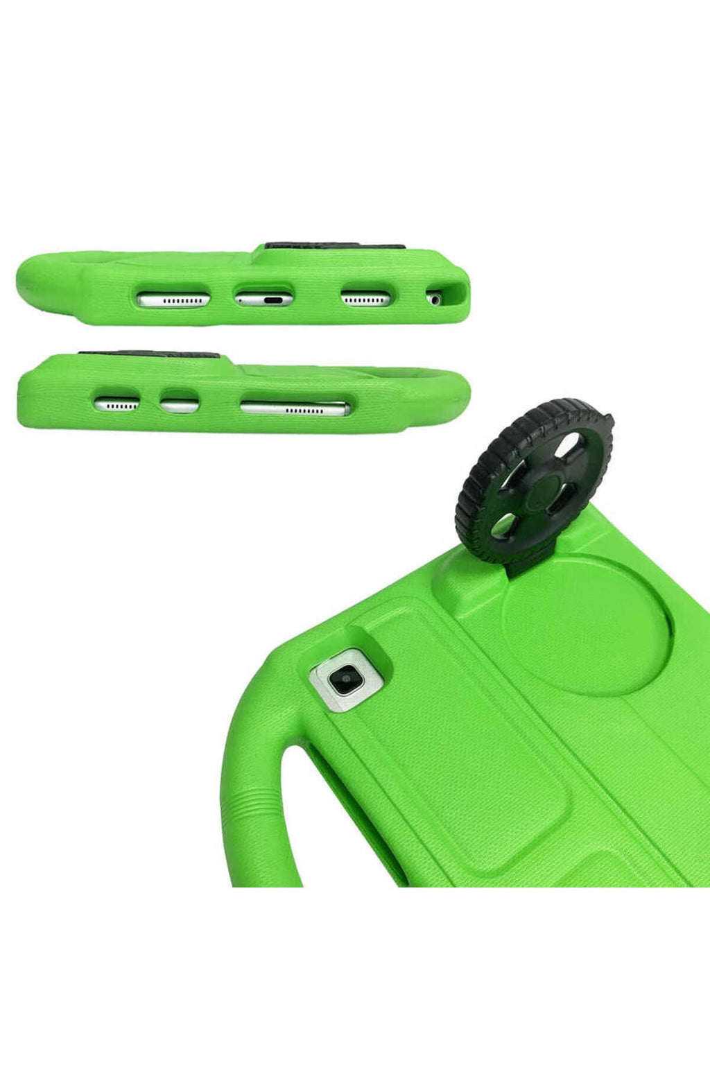 Galaxy Tab A7 10.4 T500 2020  Uyumlu Zore Wheel Car Tekerlek Standlı Tablet Eva Silikon Kılıf-Mavi