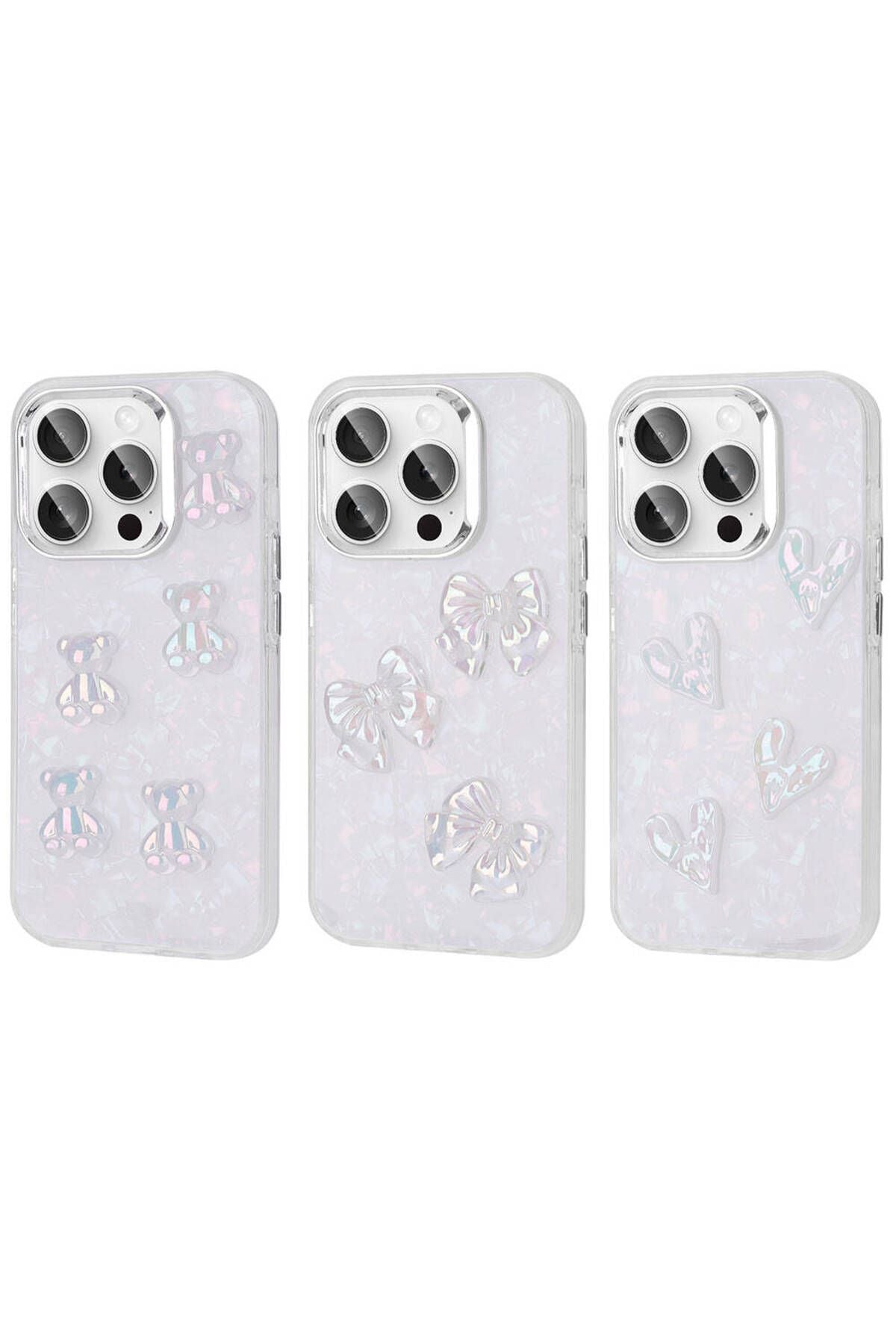 iPhone 15 Pro Uyumlu Kabartma Figürlü Parlak Zore Eralli Silikon Kılıf-Ayı