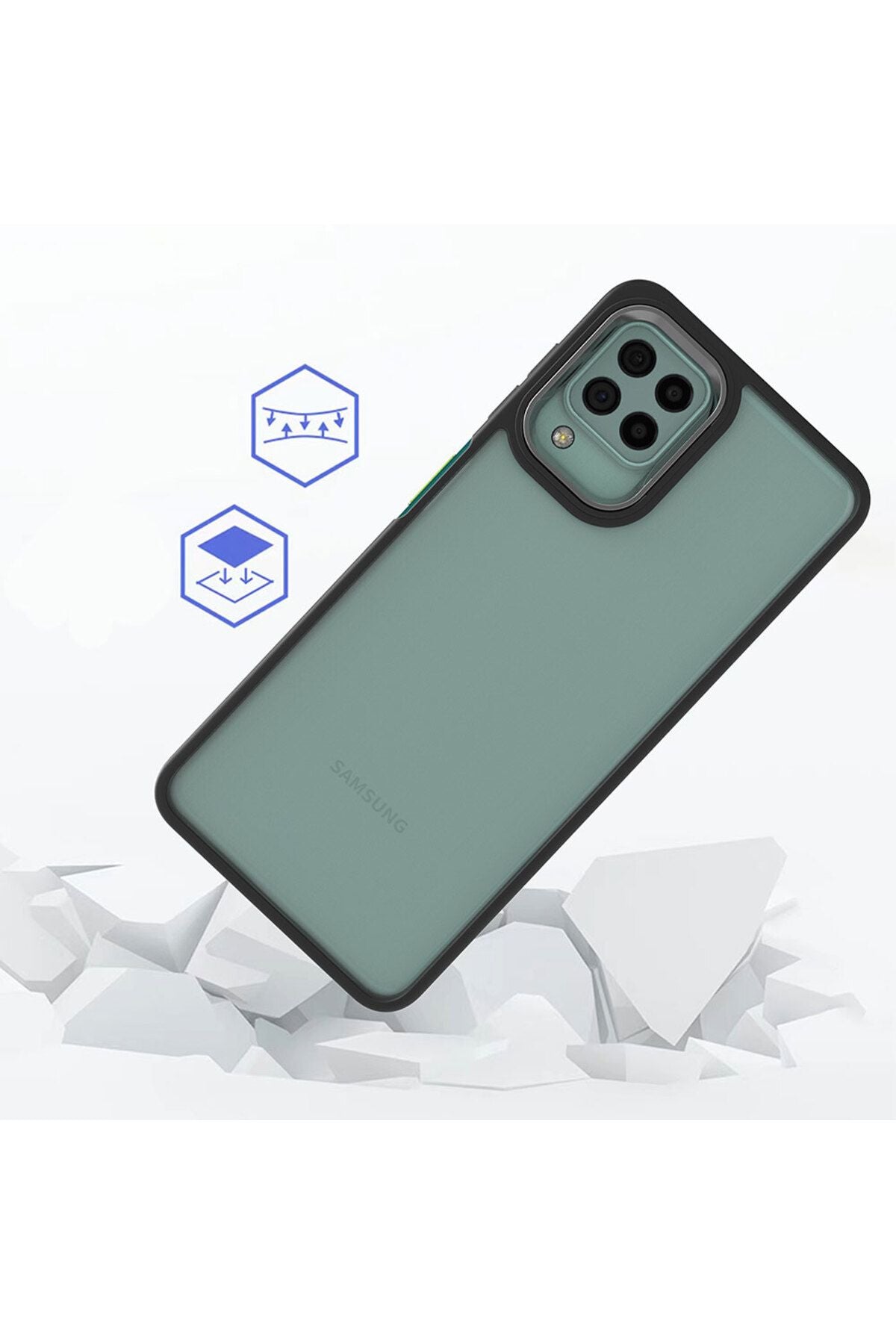 Galaxy A22 4G Kılıf Zore Flora Kapak - Yeşil