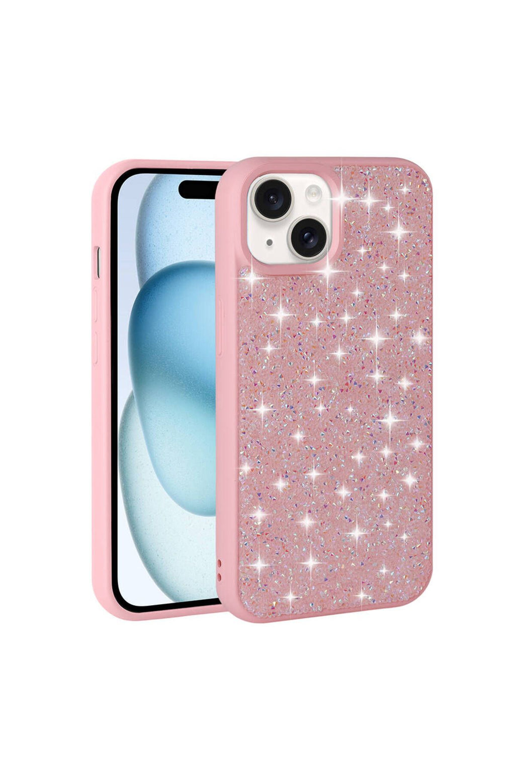 iPhone 15 Uyumlu Parlak Taşlı Tasarım Pırlanta CSK Zore Kılıf-Siyah