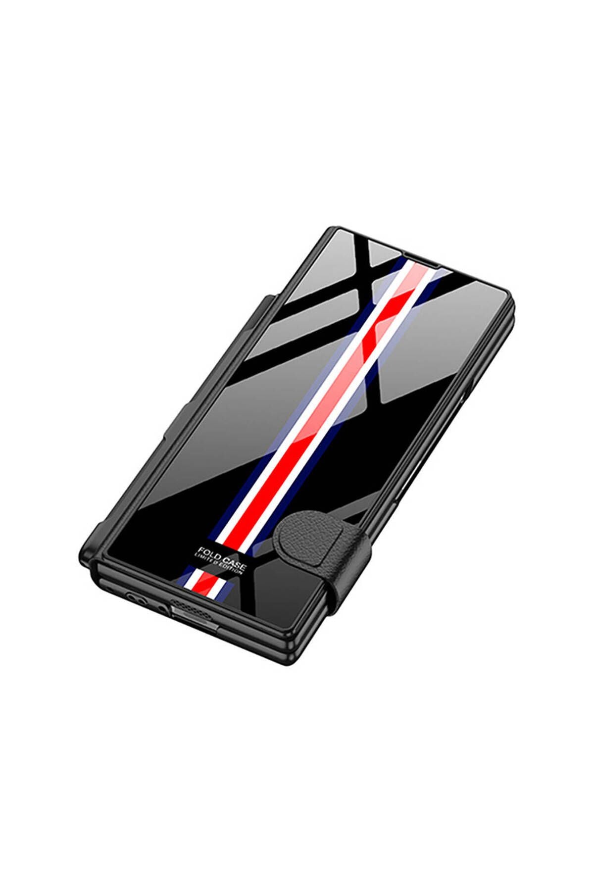 Galaxy Z Fold 6 Kılıf Kamera Korumalı Kartlıklı Kalem Bölmeli Zore Kıpta Çizgili Droga Kılıf-Yeşil