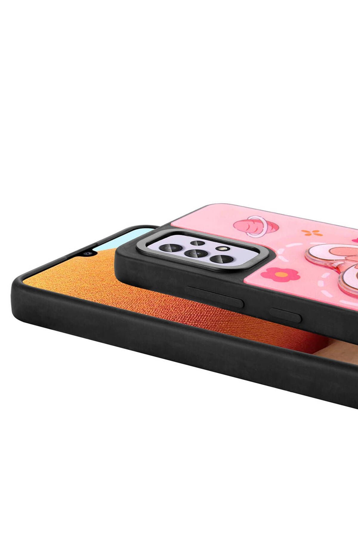 Galaxy A32 4G Kılıf Parlayan Kabartmalı İkonik Figürlü Zore Amas Silikon Kapak - Mor