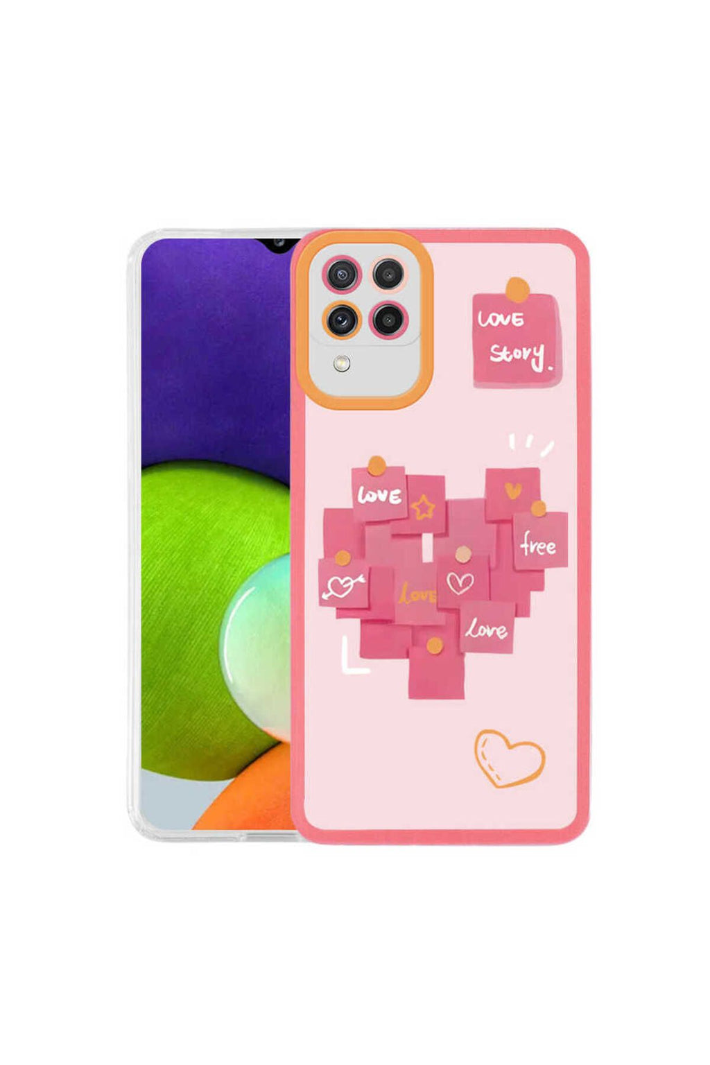 Galaxy A22 4G Kılıf Zore M-Fit Desenli Kapak - Love Story No2