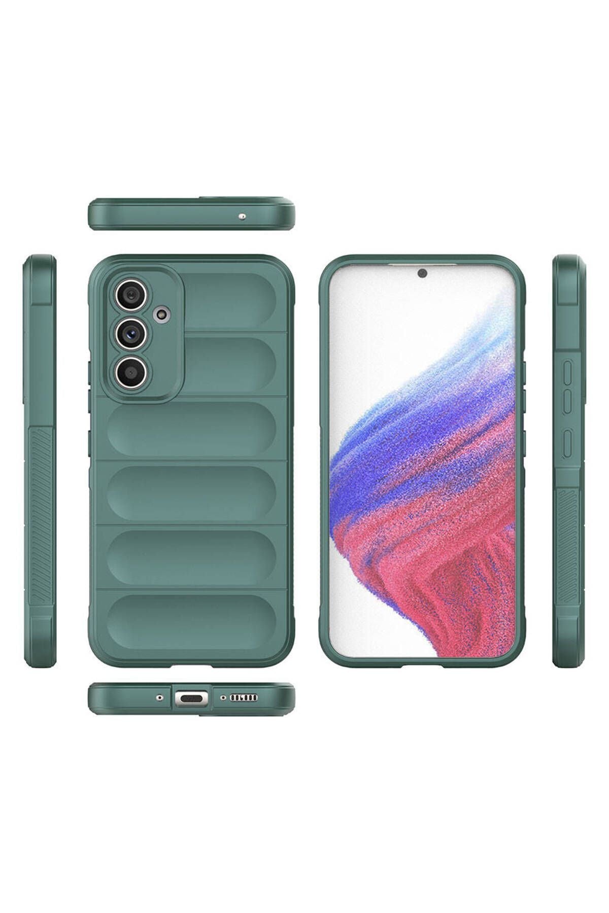 Galaxy A54 Kılıf Esnek TPU Oyuklu Arka Yüzey Tasarımlı Zore Etnik Silikon Kapak - Lacivert