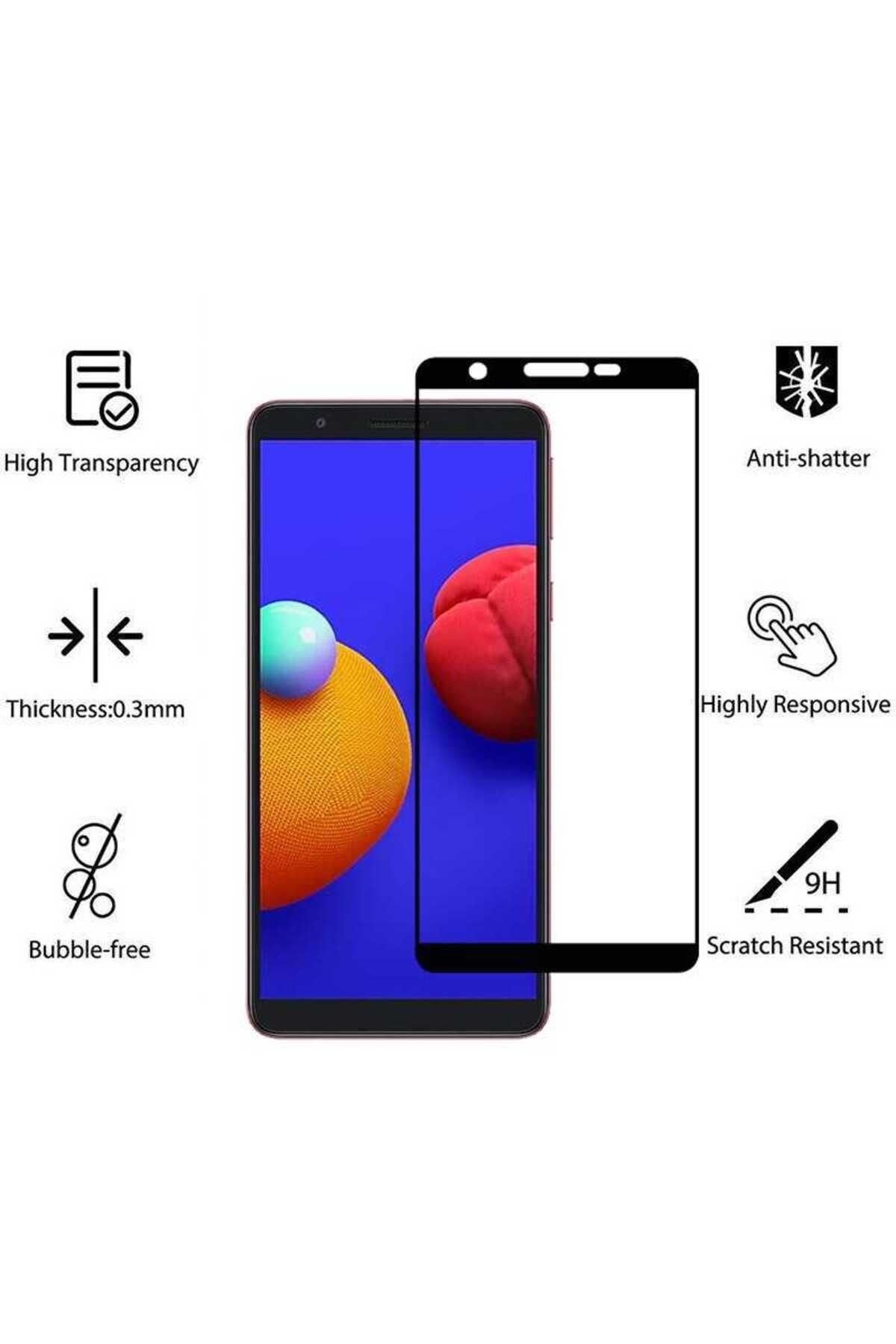 Galaxy A01 Core Uyumlu Kenarları Kırılmaya Dayanıklı Cam Ekran Koruyucu