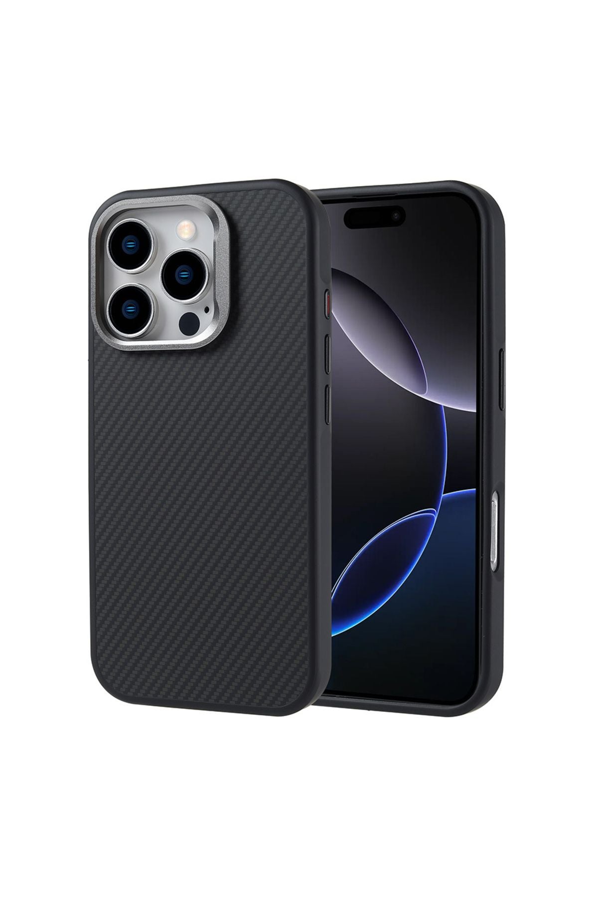 iPhone 16 Pro Max Kılıf Magsafe Şarj Özellikli Karbon Fiber Görünümlü Zore Troy Kapak - Desert Titan