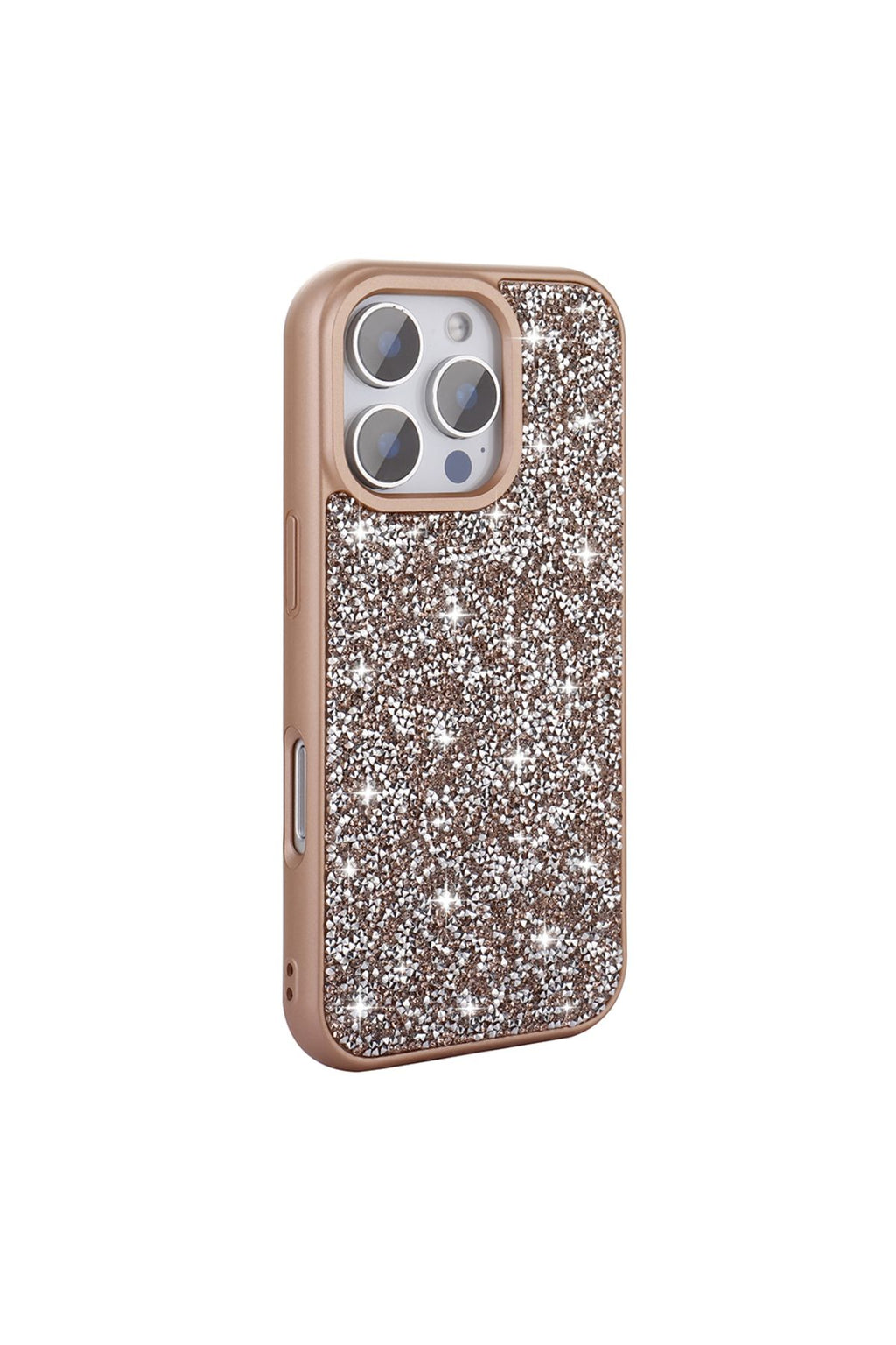 iPhone 16 Pro Max Kılıf Parlak Taşlı Tasarım Zore Pırlanta Kapak - Gold