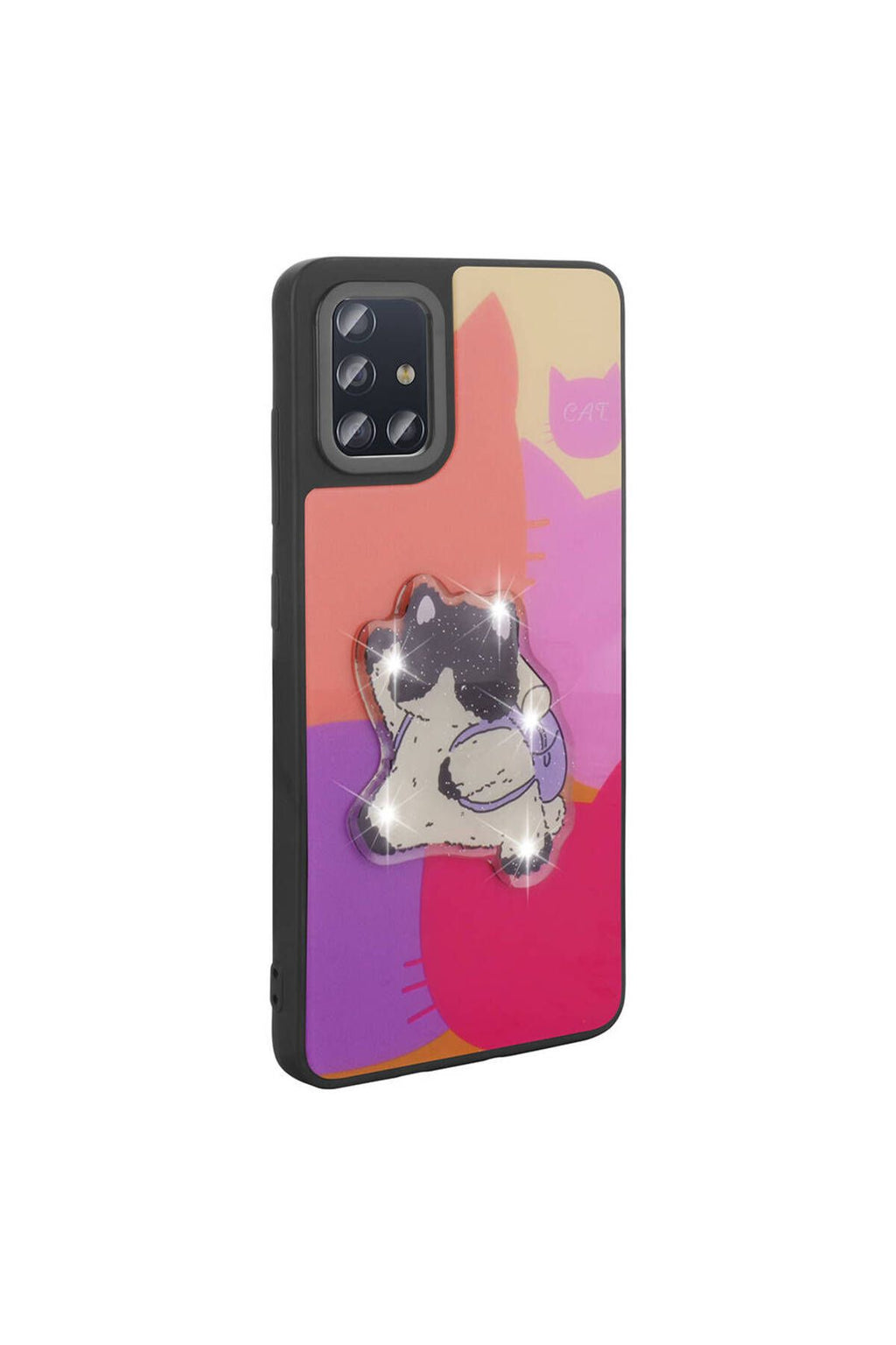 Galaxy A51 Kılıf Parlayan Kabartmalı İkonik Figürlü Zore Amas Silikon Kapak - Pembe