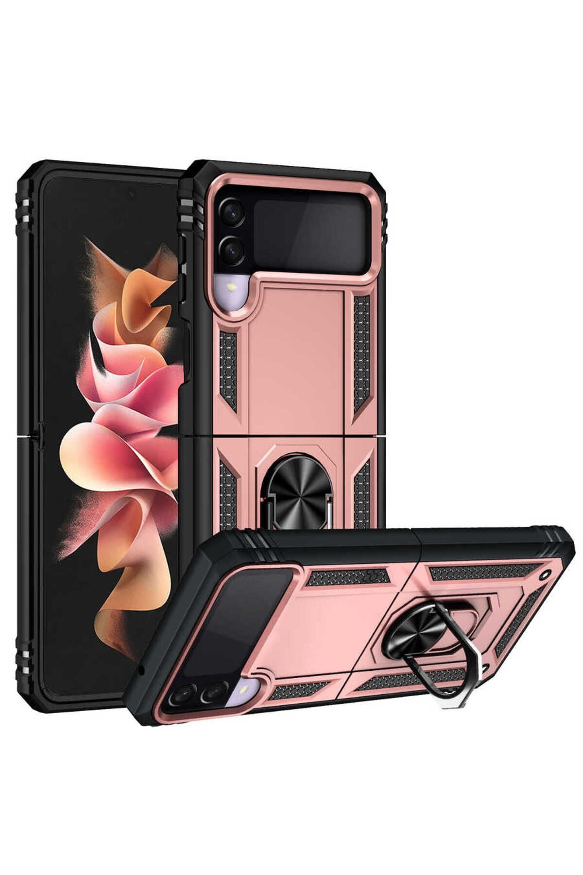 Galaxy Z Flip 3 Kılıf Zore Vega Kapak - Rose Gold