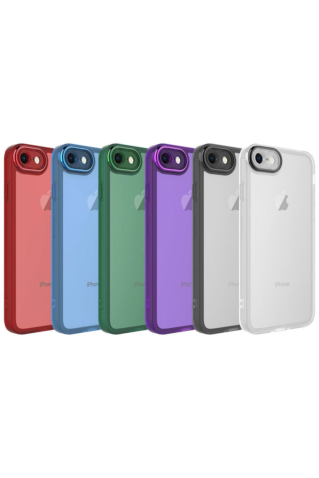 iPhone SE 2020 Kılıf Kamera Korumalı Transparan Zore Post Kapak - Koyu Yeşil