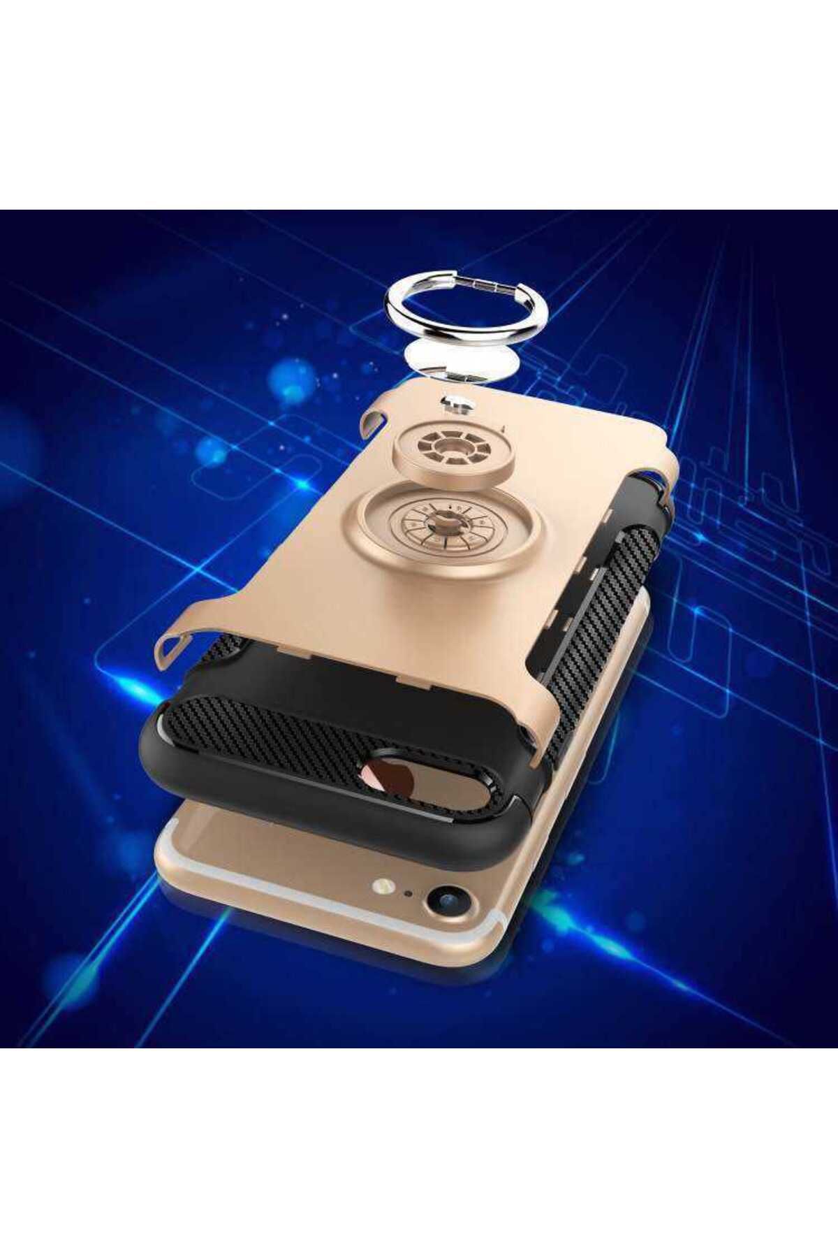 iPhone SE 2022 Uyumlu CSK Zore Yüzüklü Verus Kılıf-Rose Gold