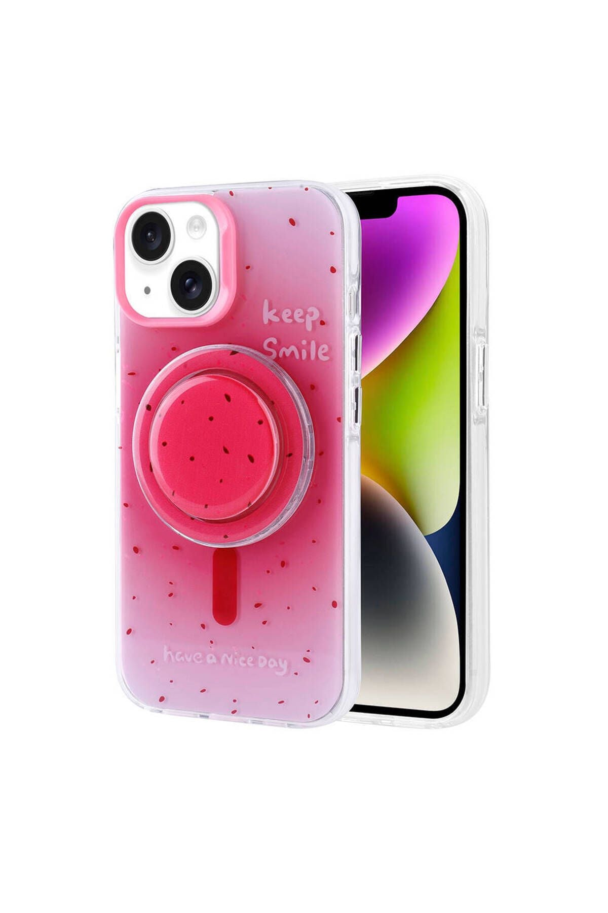 iPhone 14 Zore Magsafe Şarj Özellikli Tak-Çıkar Pop Soketli Zore Tiktok Kılıf-Siyah