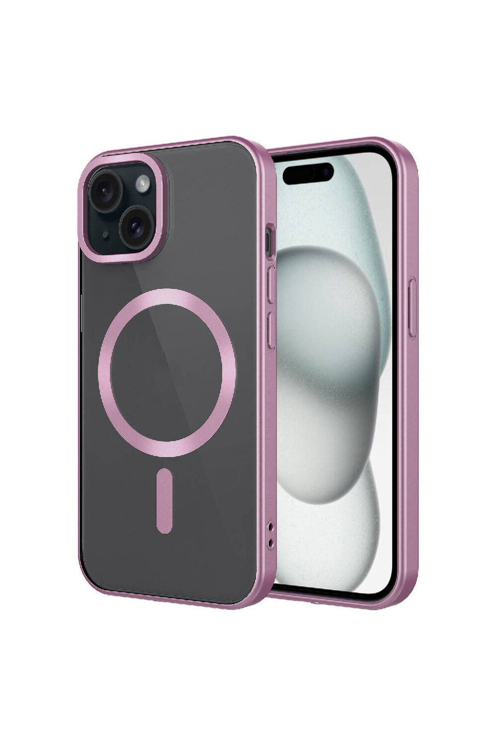 iPhone 15 Uyumlu Mat Tasarımlı Magsafe Wireless Şarj Özellikli Zore Mat Setro Kılıf-Pembe