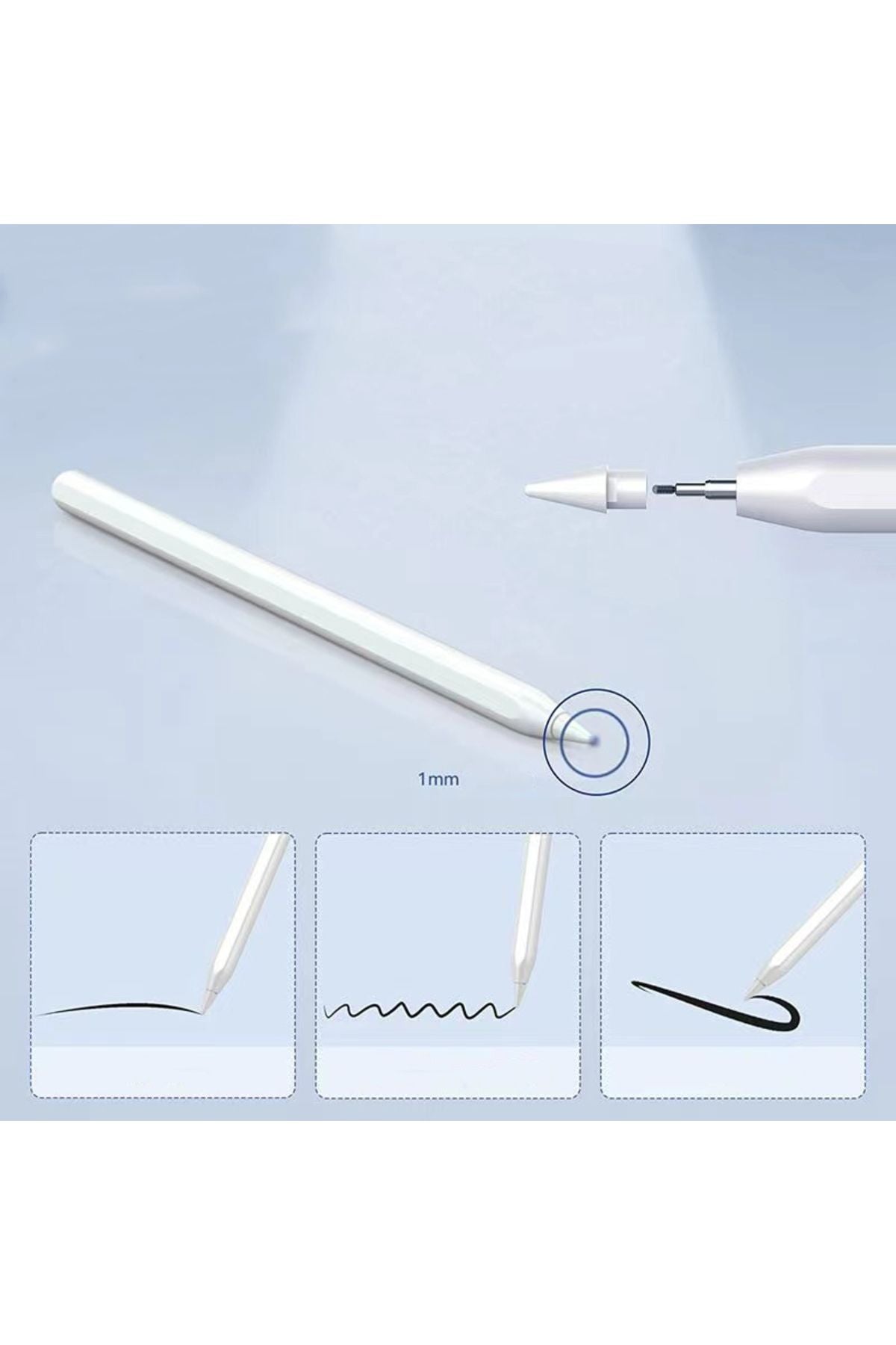 Zore Pencil 09 Palm-Rejection Magnetik Şarj ve Eğim Özellikli Dokunmatik Çizim Kalemi-Beyaz