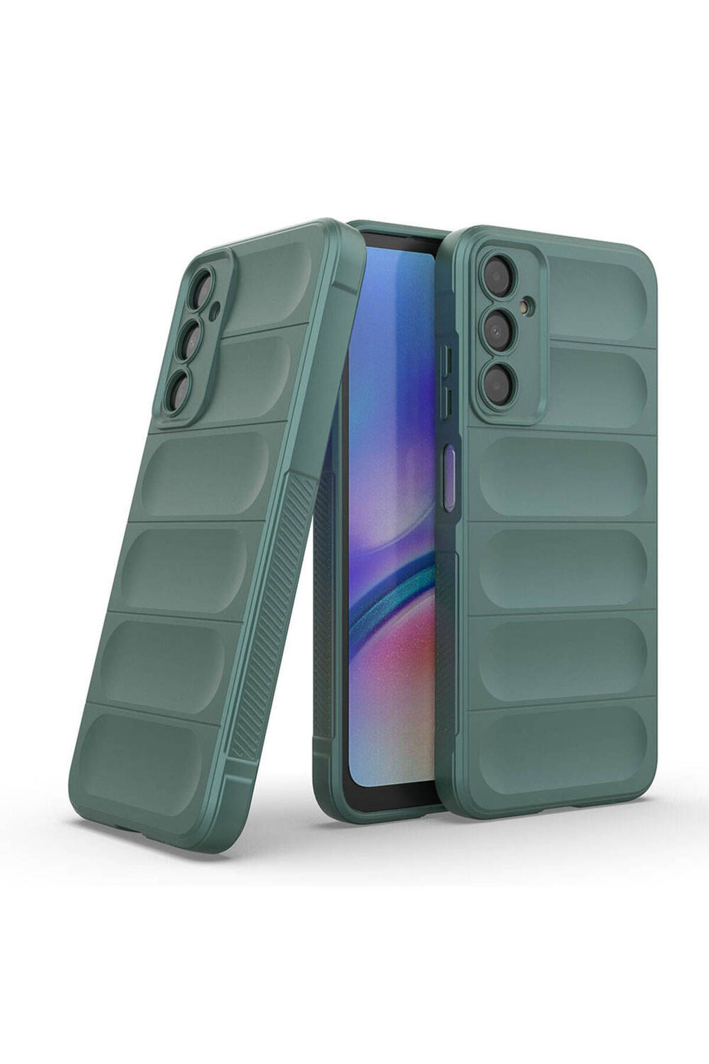 Galaxy A05S Kılıf Esnek TPU Oyuklu Arka Yüzey Tasarımlı Zore Etnik Silikon Kapak - Koyu Yeşil