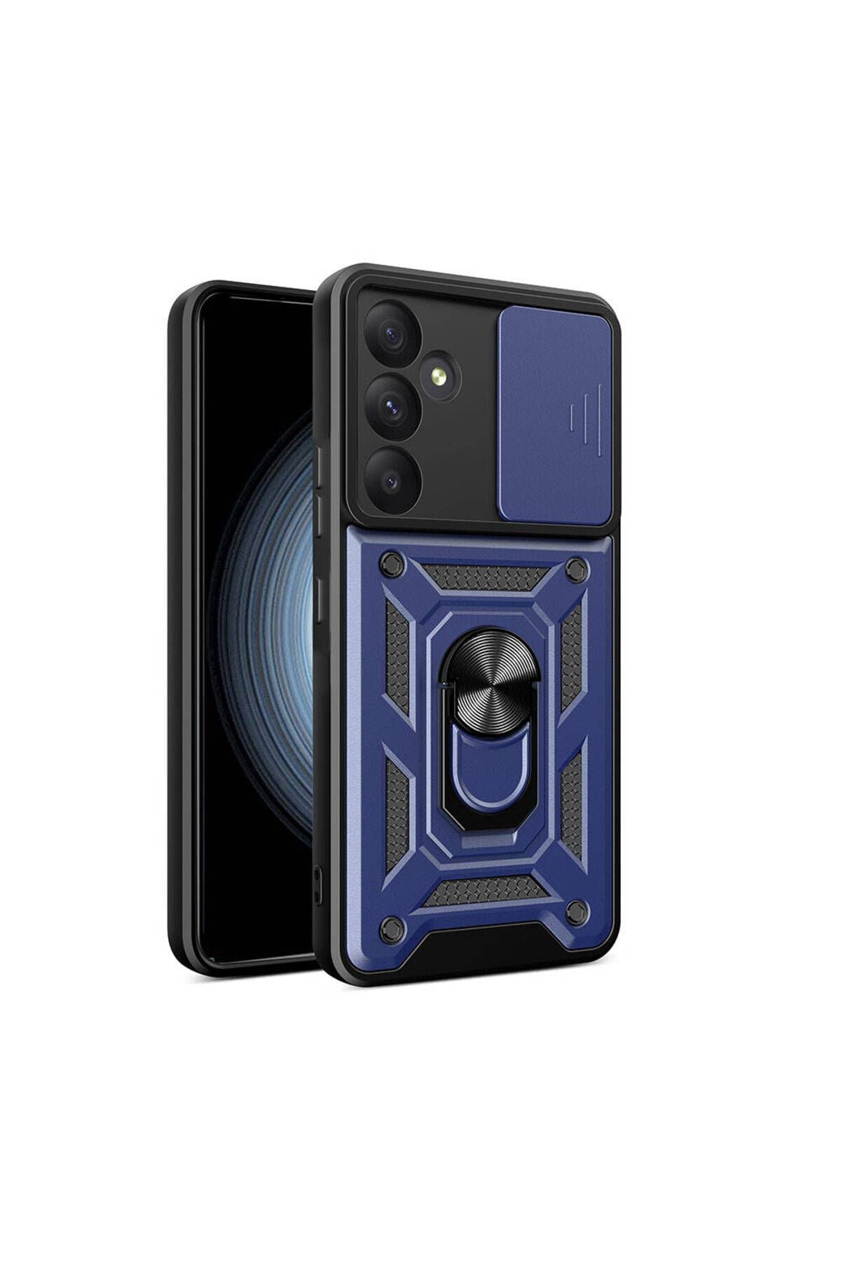 Galaxy A35 Kılıf Magnetik Standlı Kamera Korumalı Zore Sürgülü Vega Kapak - Siyah