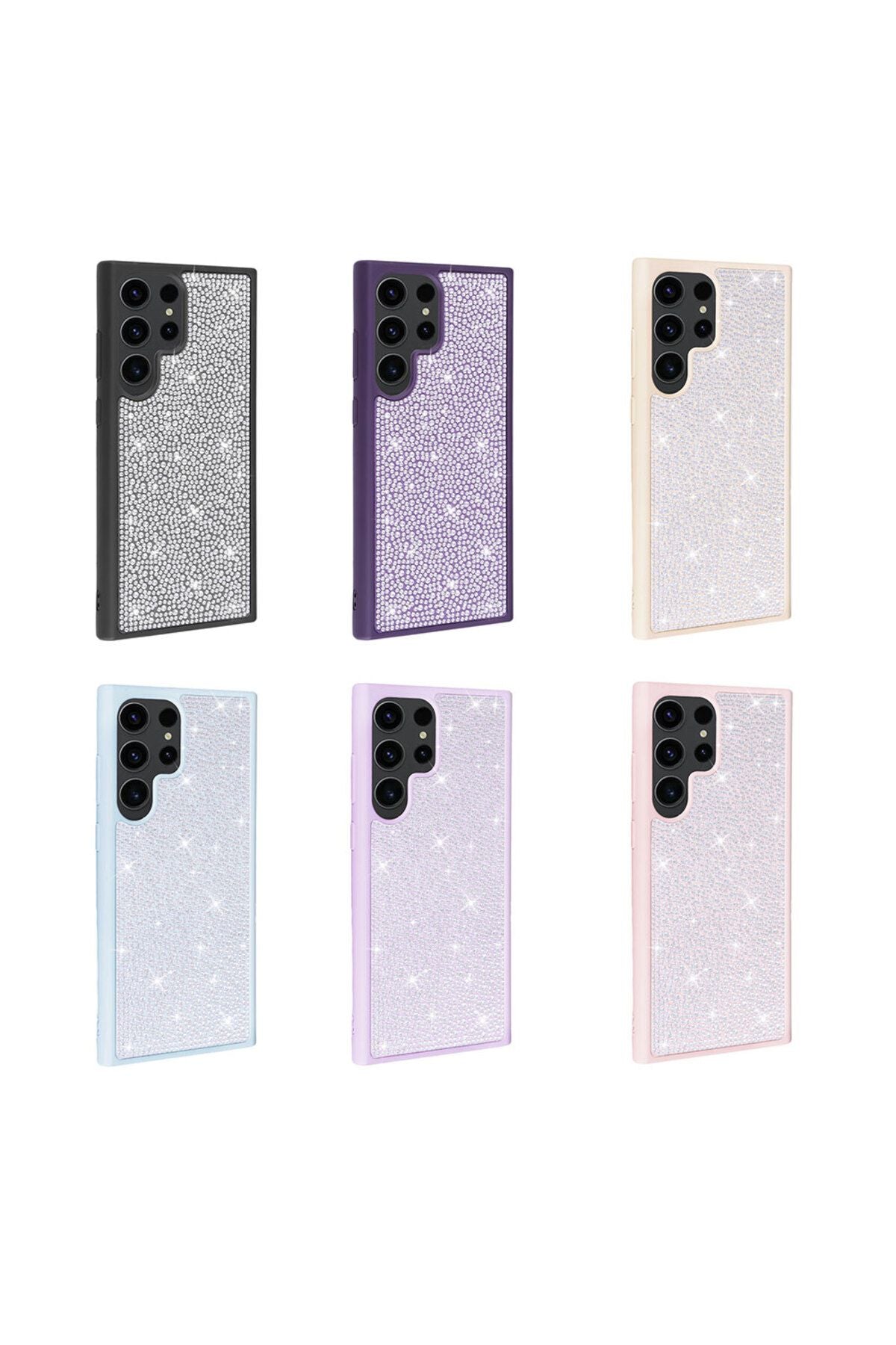 Galaxy S23 Ultra Uyumlu Parlak Taşlı Tasarım Zore Ston Kılıf-Pembe