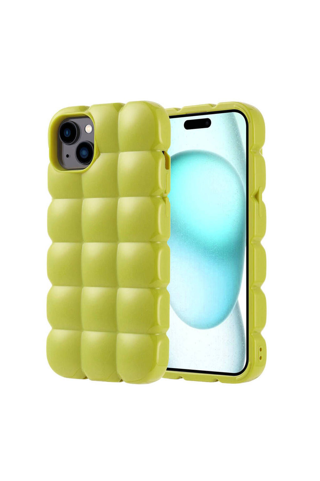 iPhone 15 Plus Kılıf Parlak Esnek Silikon Zore Dom Dom Kapak - Beyaz