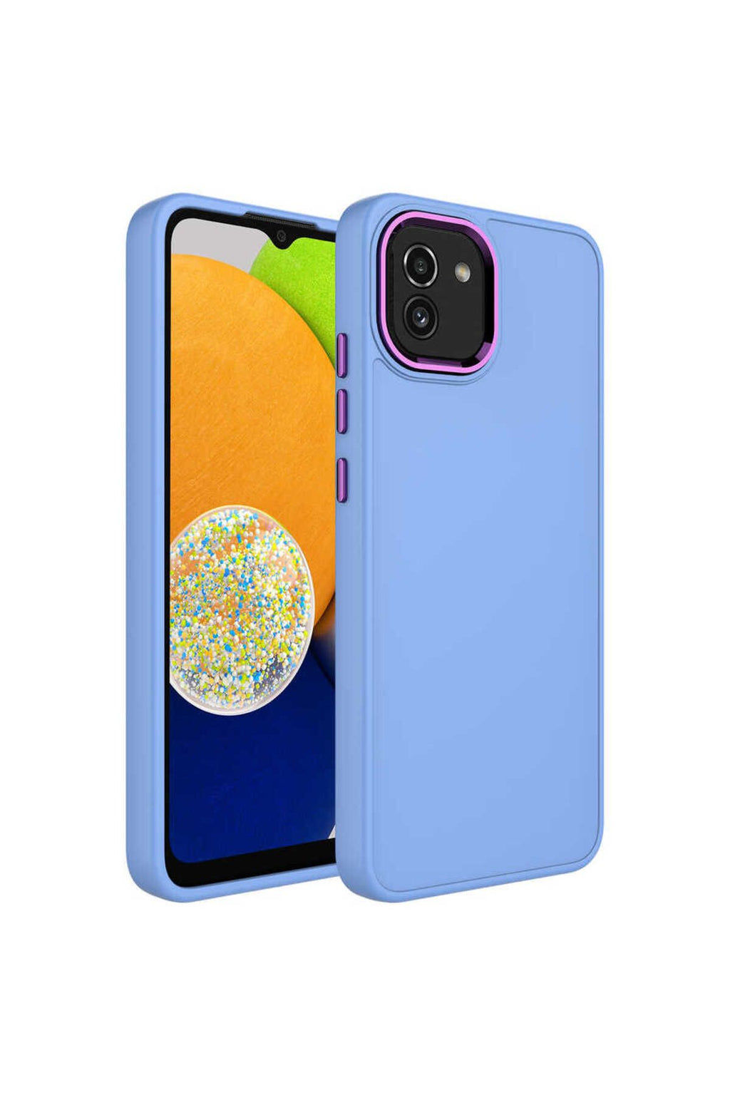 Galaxy A03 Kılıf Metal Çerçeve ve Buton Tasarımlı Silikon GLLP Luna Kapak - Koyu Yeşil