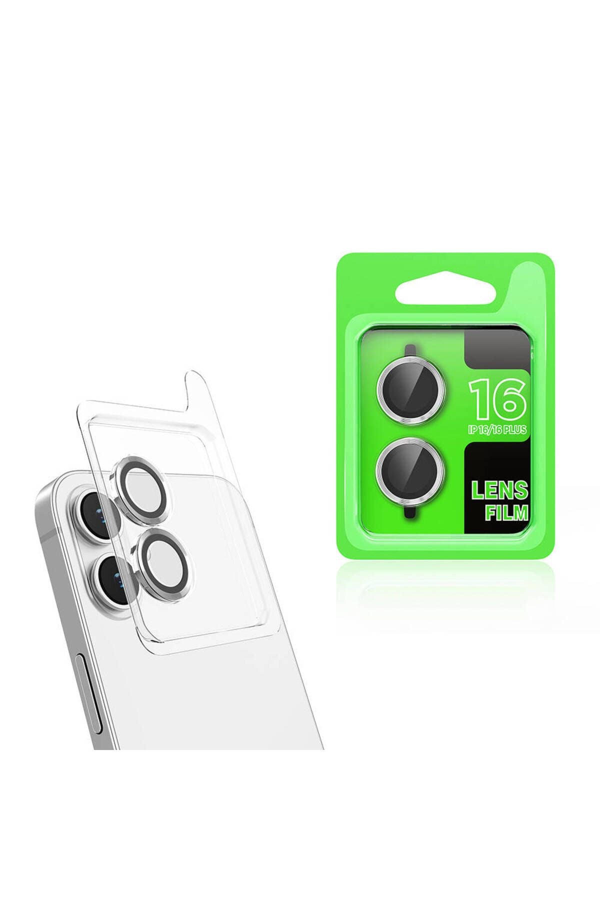 Apple iPhone 16 Zore CL-07 Kamera Lens Koruyucu-Gümüş