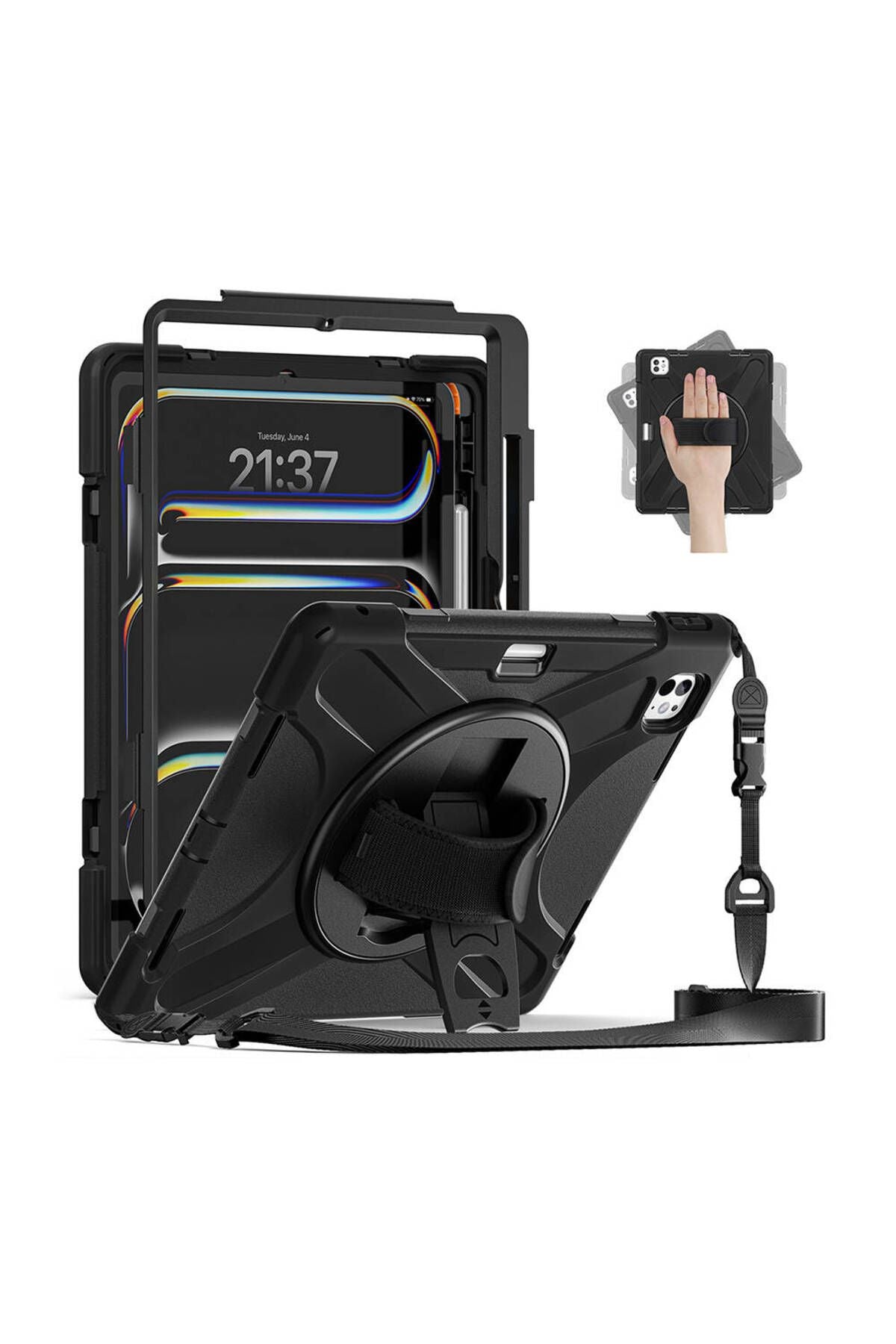 iPad Pro 13 2024 Zore Defender Tablet Silikon - Siyah