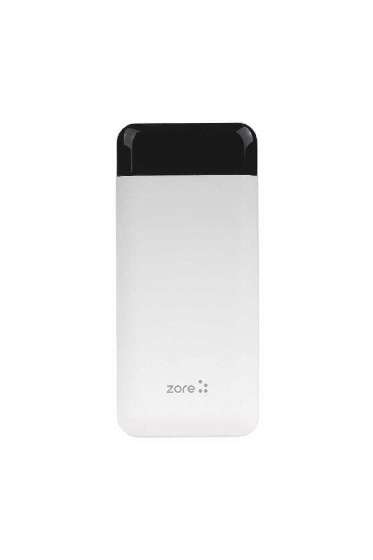 Zore ZR-PW01 Type-C - Micro - Lightning Led Göstergeli Taşınabilir Powerbank 10000 mAh-Beyaz