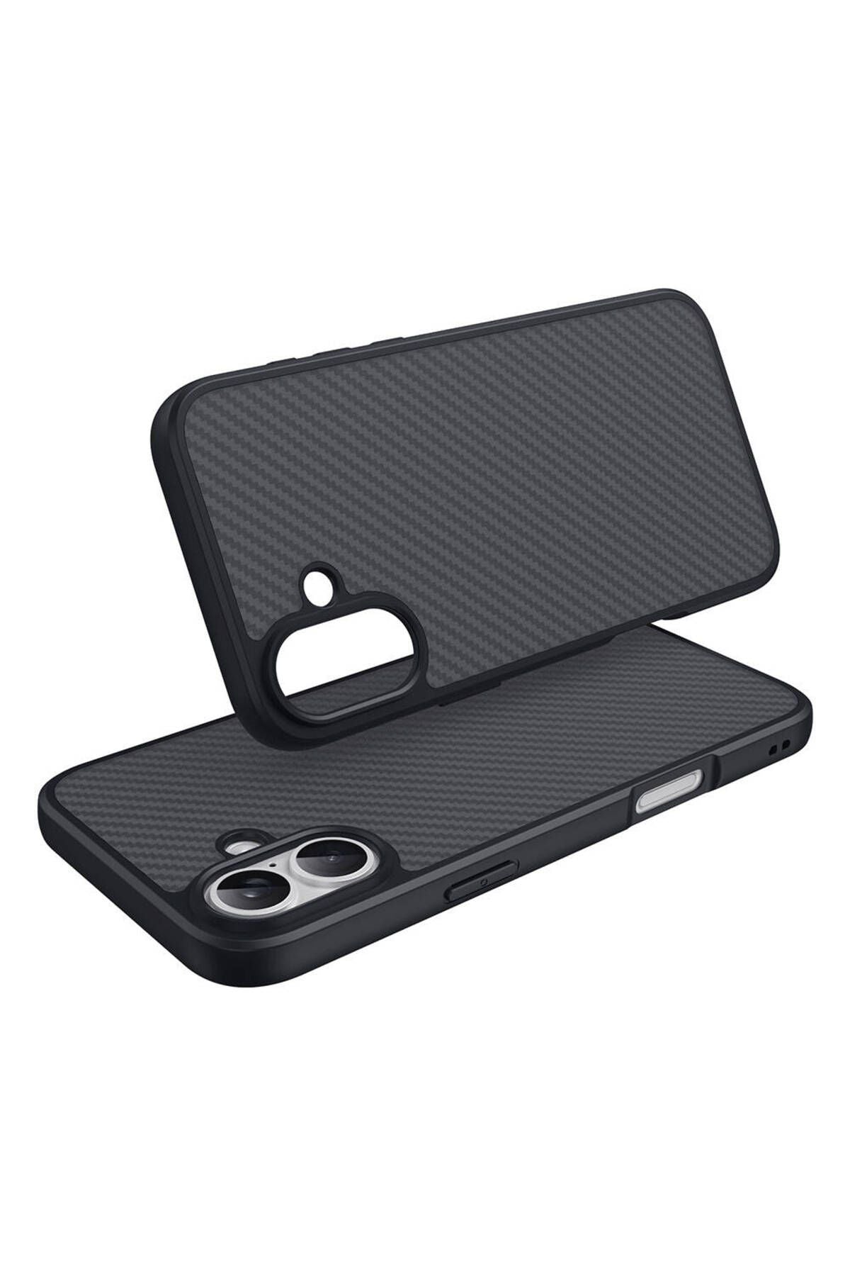 iPhone 16 Uyumlu Magsafe Şarj Özellikli Karbon Fiber Tasarımlı Zore Elnino Kapak
