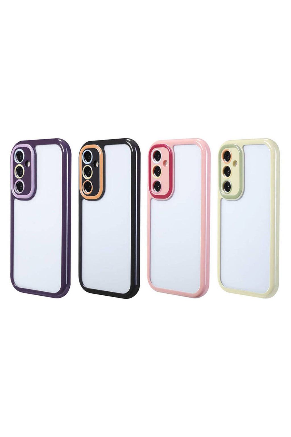 Galaxy S23 Kılıf Kamera Korumalı Renkli Kenar ve Çerçeve Tasarımlı Zore Vitamin Kapak-Derin Mor